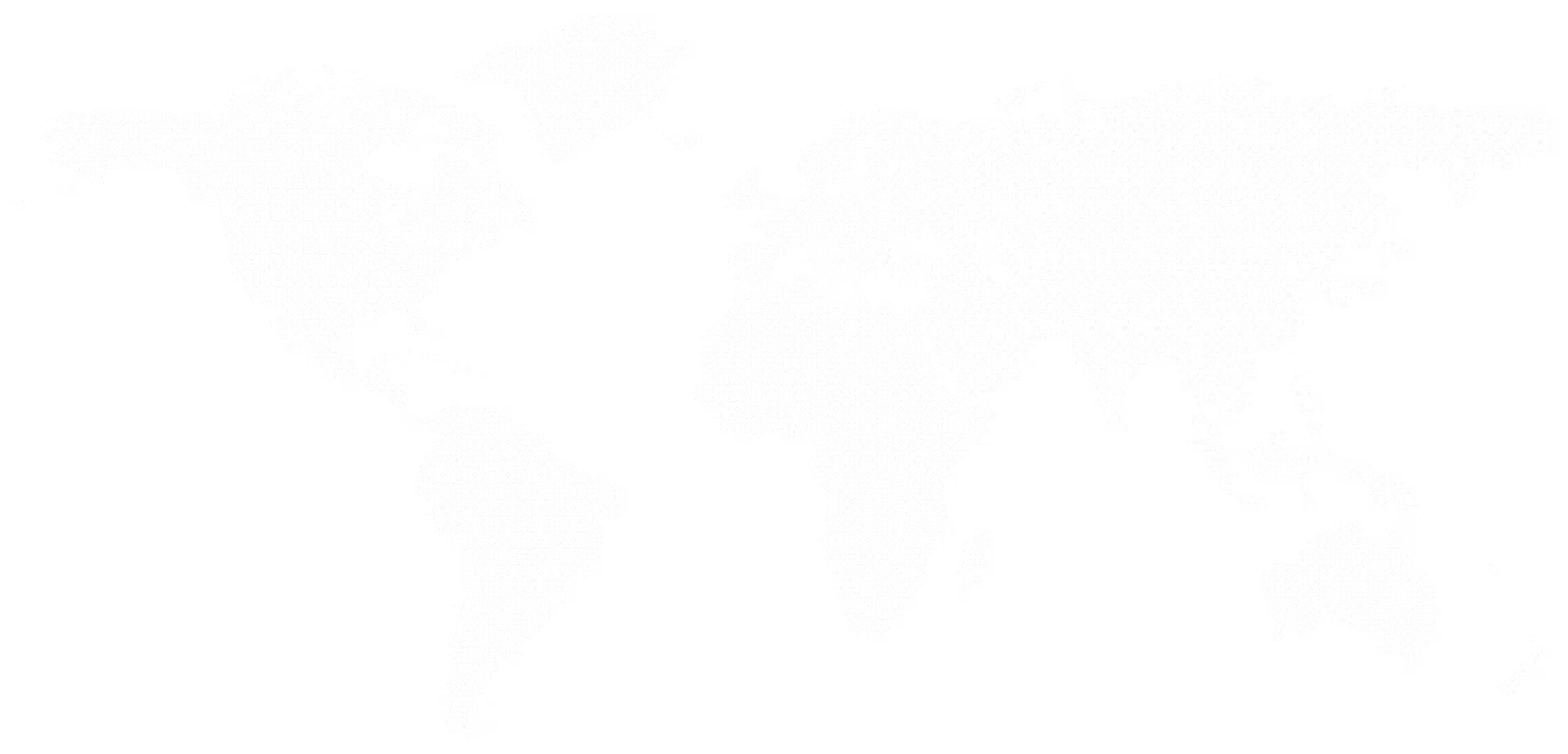 World map patterned with a mesh of hexagonal dots outlining all continents against a black background.