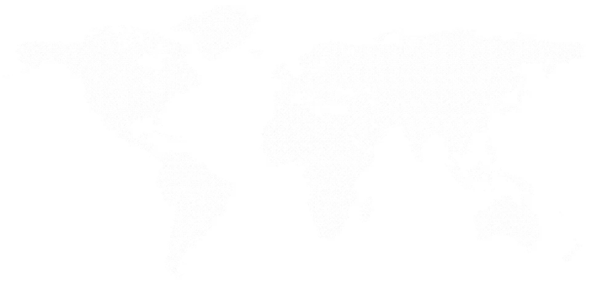 World map composed of a pattern of small white circles on a black background.