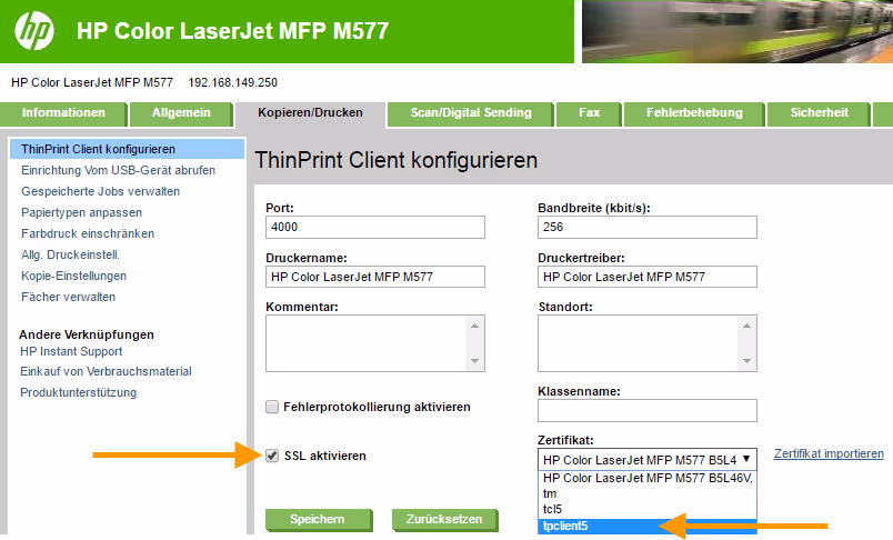 Verschlüsseltes Drucken aktivieren