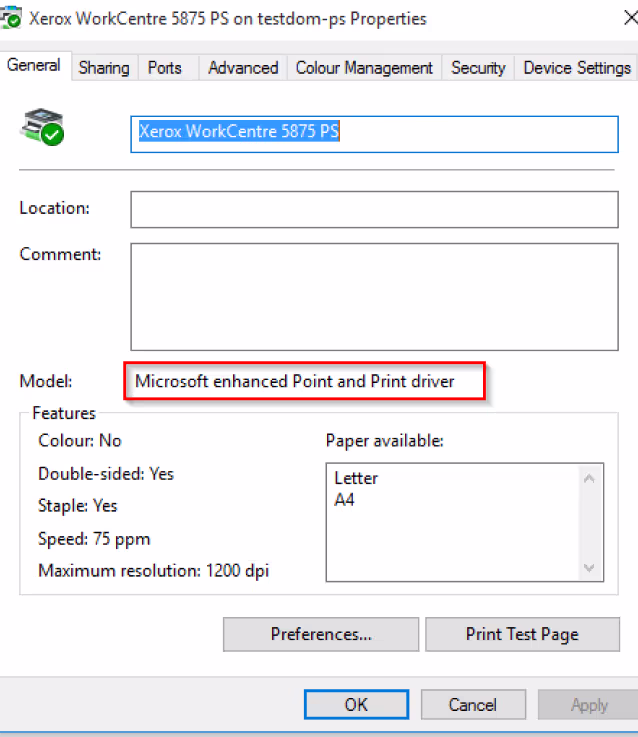 point-and-print Druckertreiber
