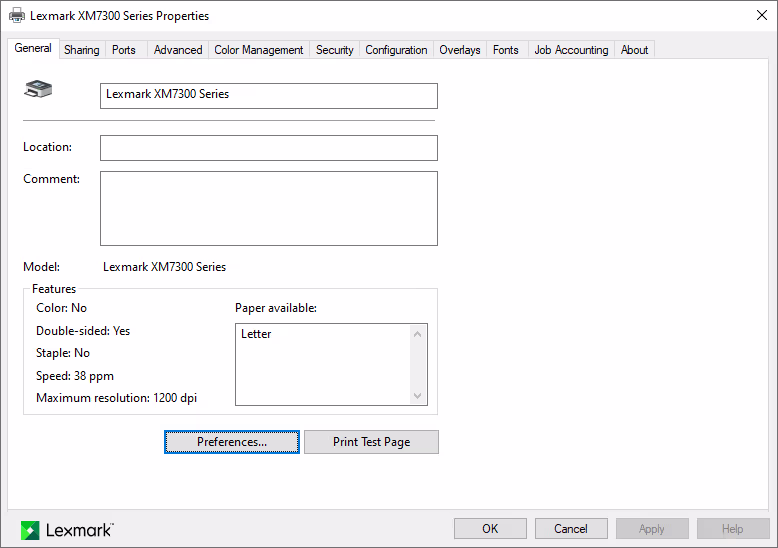 Setting the printing preferences