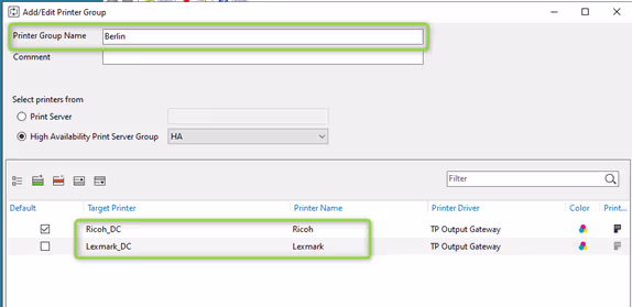 Assign printers to specific groups for streamlined print management.