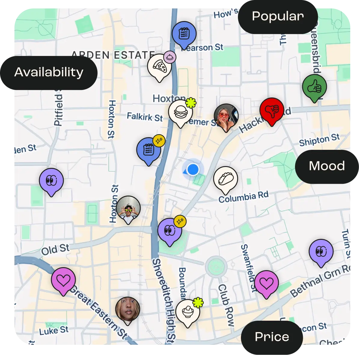 Map with locals from the app