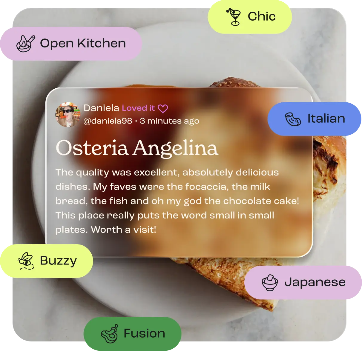 Osteria Angelina -The quality was excellent, absolutely delicious dishes. My faves were the focaccia, the milk bread, the fish and oh my god the chocolate cake!
This place really puts the word small in small plates. Worth a visit!