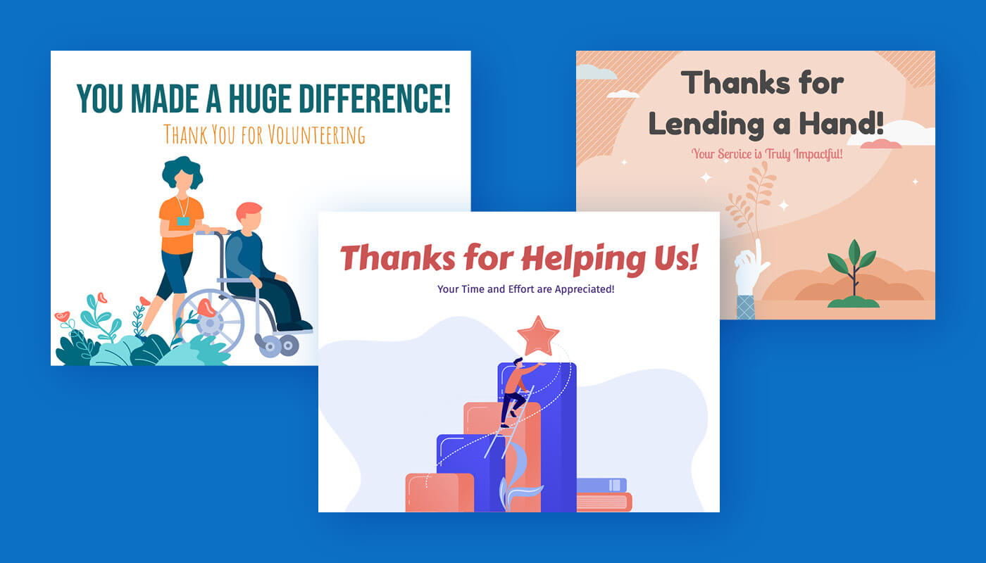 Three volunteer appreciation eCards a nonprofit can send to its supporters