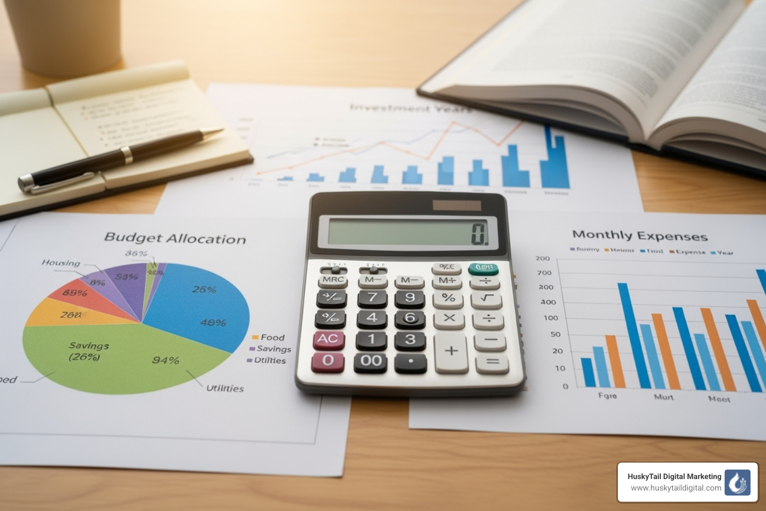 calculator and charts representing budget allocation - hire seo consultant calculator and charts representing budget allocation - hire seo consultant