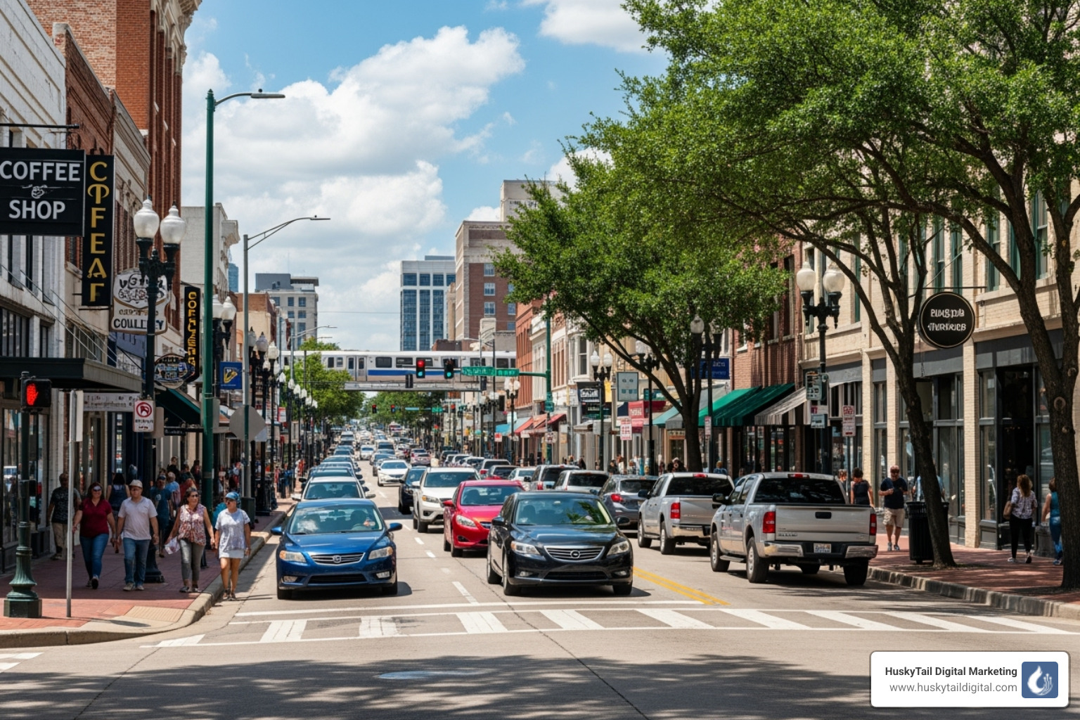 Busy Houston street or neighborhood - Houston small business SEO Busy Houston street or neighborhood - Houston small business SEO
