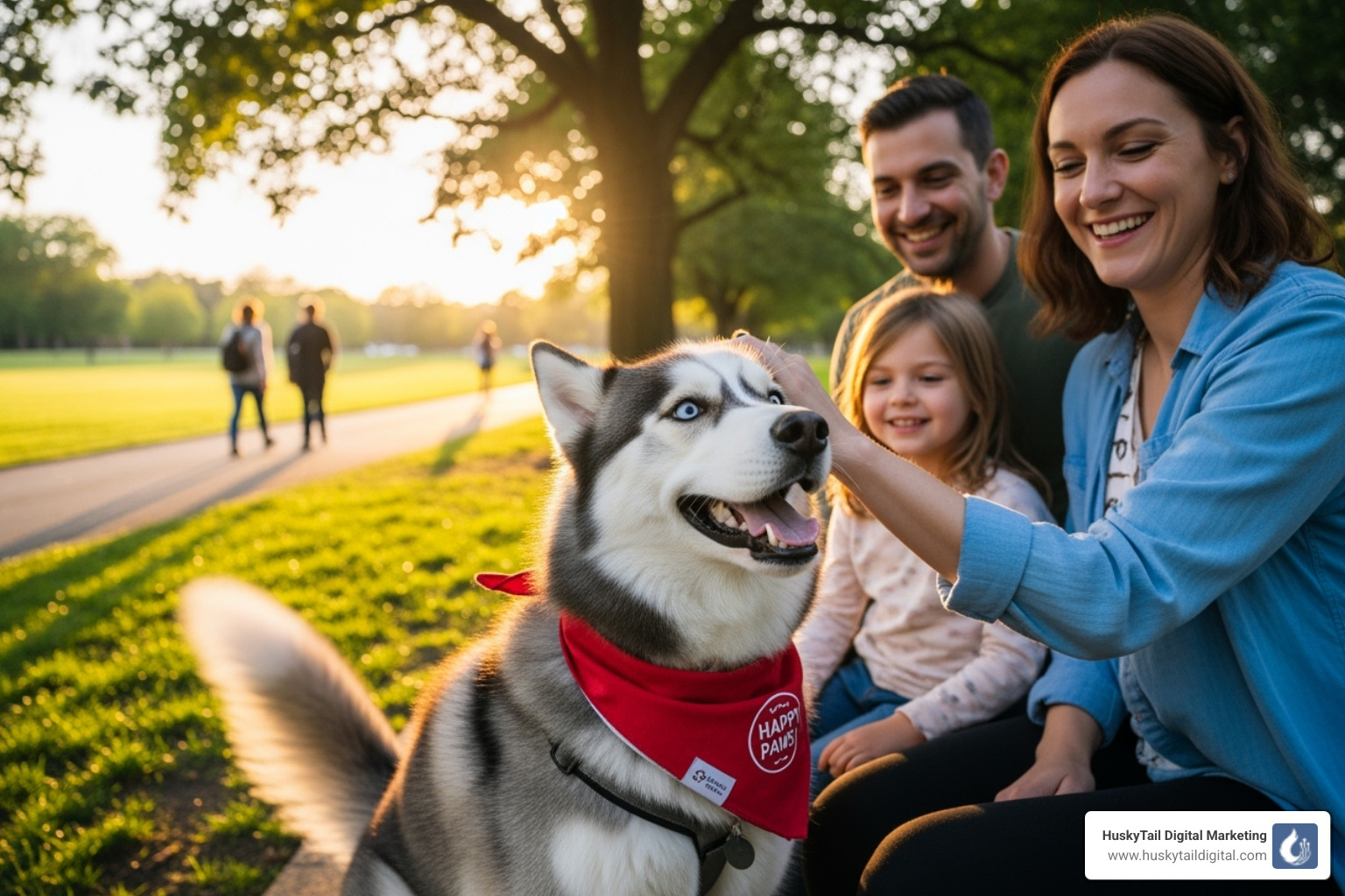A husky dog, representing HuskyTail Digital Marketing's brand and community involvement - local seo services A husky dog, representing HuskyTail Digital Marketing's brand and community involvement - local seo services