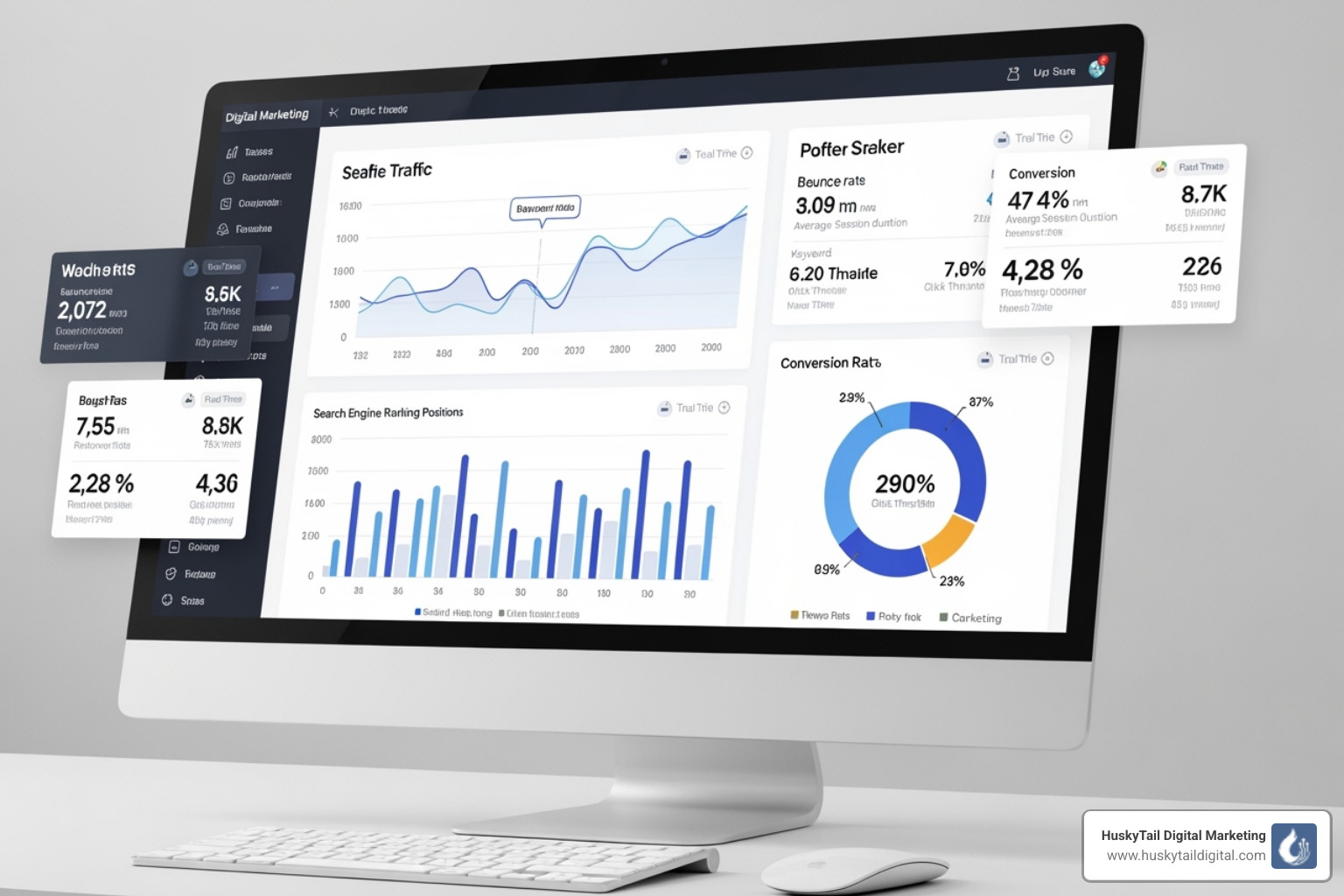 a digital marketing dashboard showing key performance indicators like traffic and rankings - local seo phoenix a digital marketing dashboard showing key performance indicators like traffic and rankings - local seo phoenix