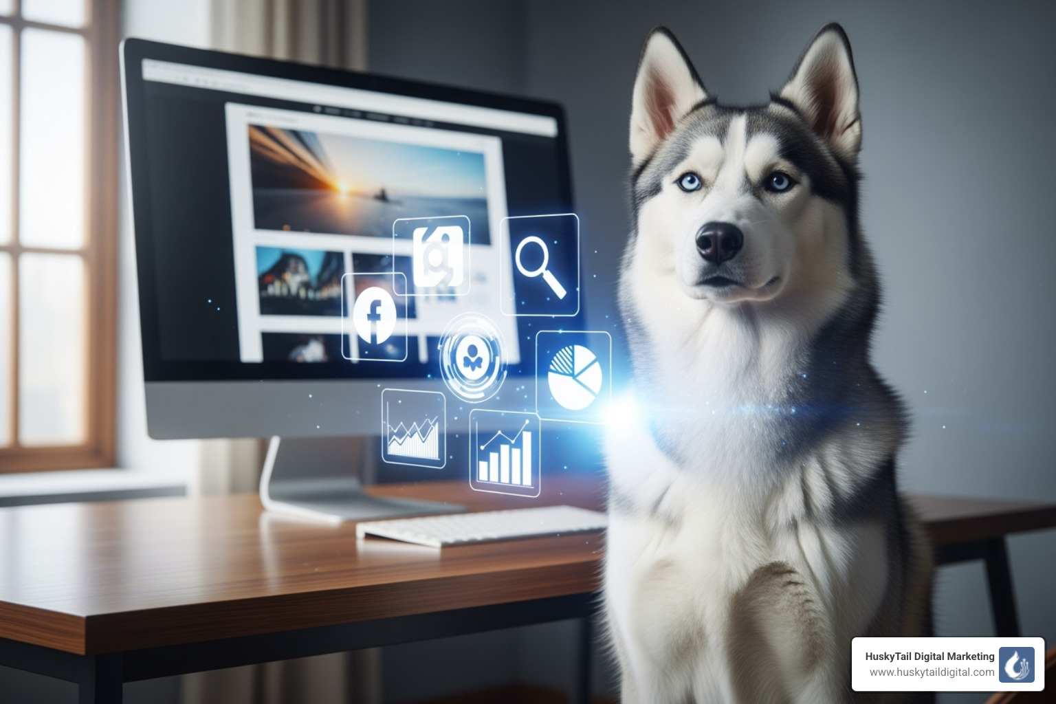 A husky dog, representing the HuskyTail Digital Marketing brand - local seo tampa
