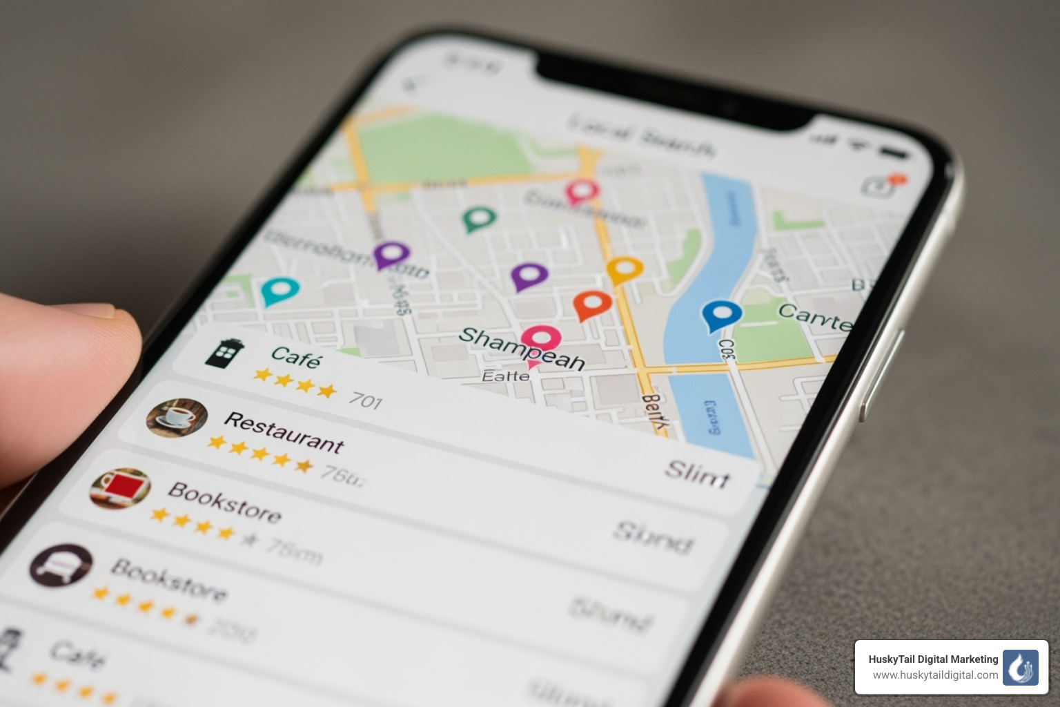 Google Local Pack results on a smartphone for a "near me" search - dallas tx local seo companies