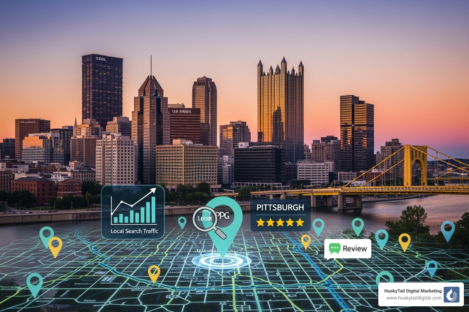 Google Local Pack results for "restaurants in the Strip District" - local seo pittsburgh