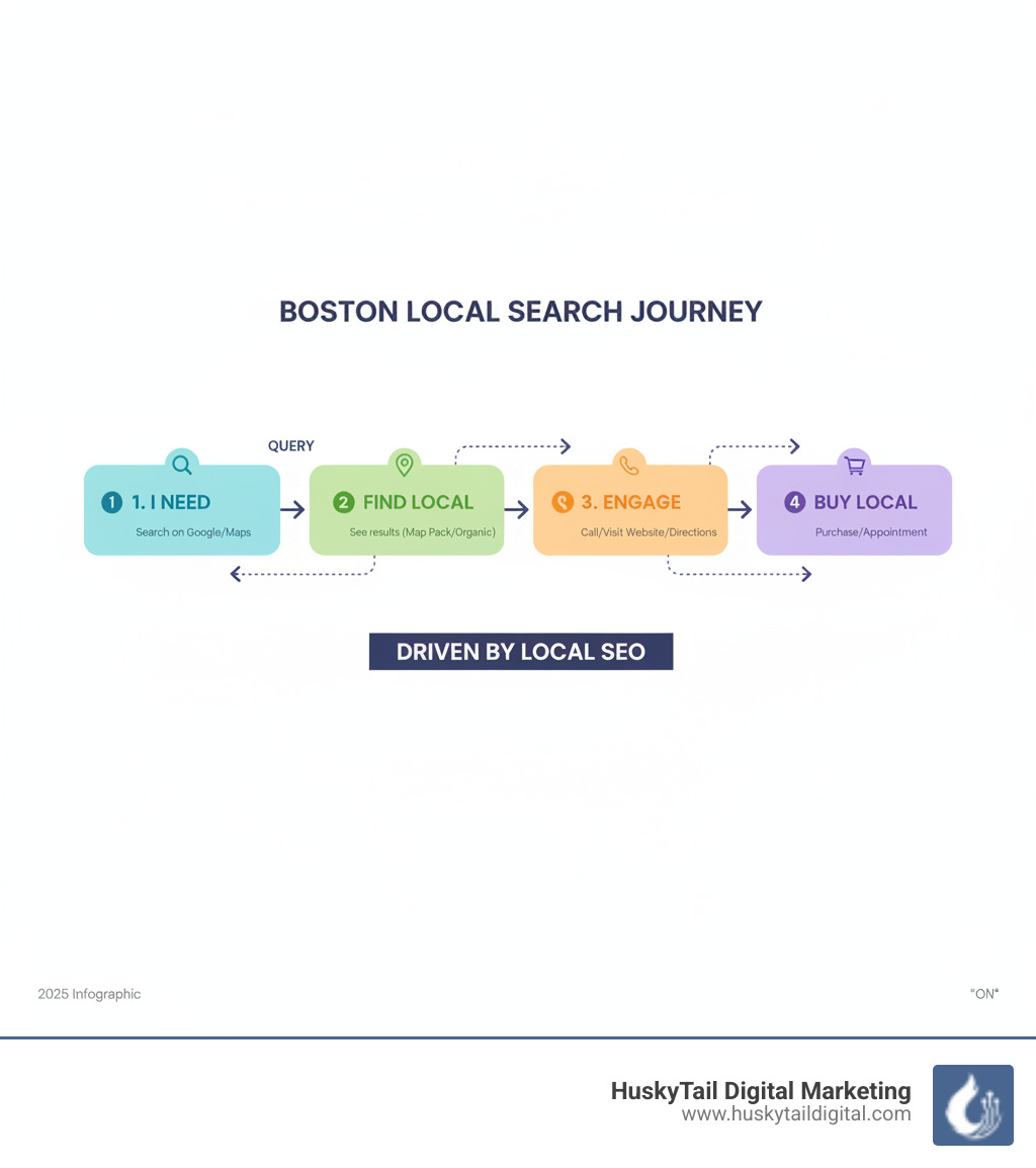 Infographic explaining the local search customer journey from query to purchase - local Seo boston infographic Infographic explaining the local search customer journey from query to purchase - local Seo boston infographic
