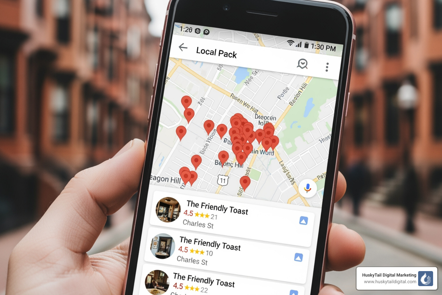 Google Local Pack (Map Pack) for a Boston-based search - local Seo boston Google Local Pack (Map Pack) for a Boston-based search - local Seo boston