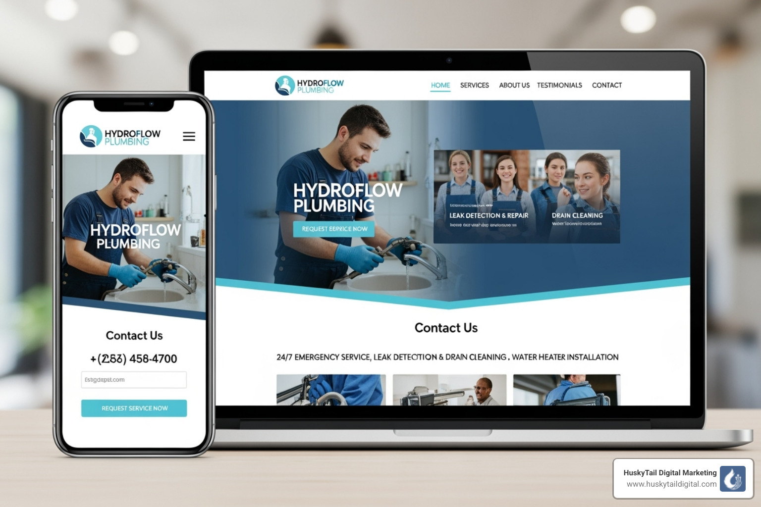 Clean, mobile-friendly plumber website - plumber seo