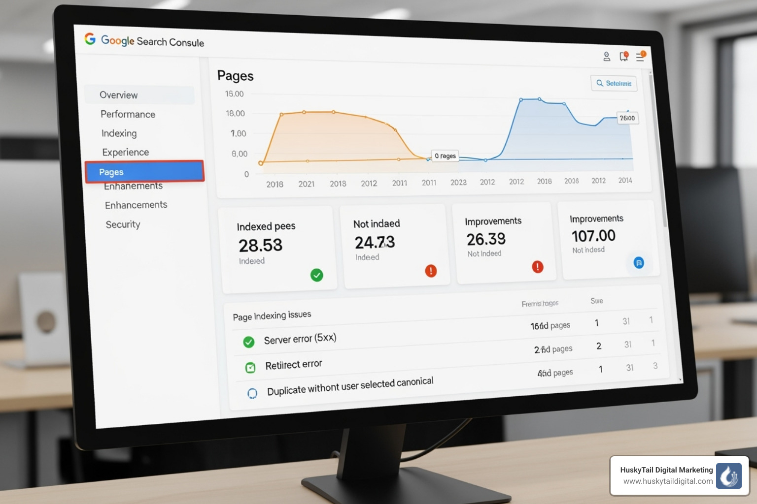 Google Search Console Pages report showing indexing status - How to SEO audit