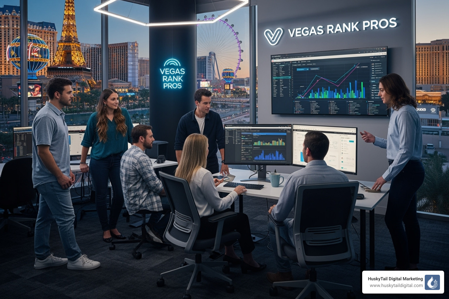 Magnifying glass over a map of Las Vegas, highlighting local businesses - local SEO company Las Vegas Magnifying glass over a map of Las Vegas, highlighting local businesses - local SEO company Las Vegas