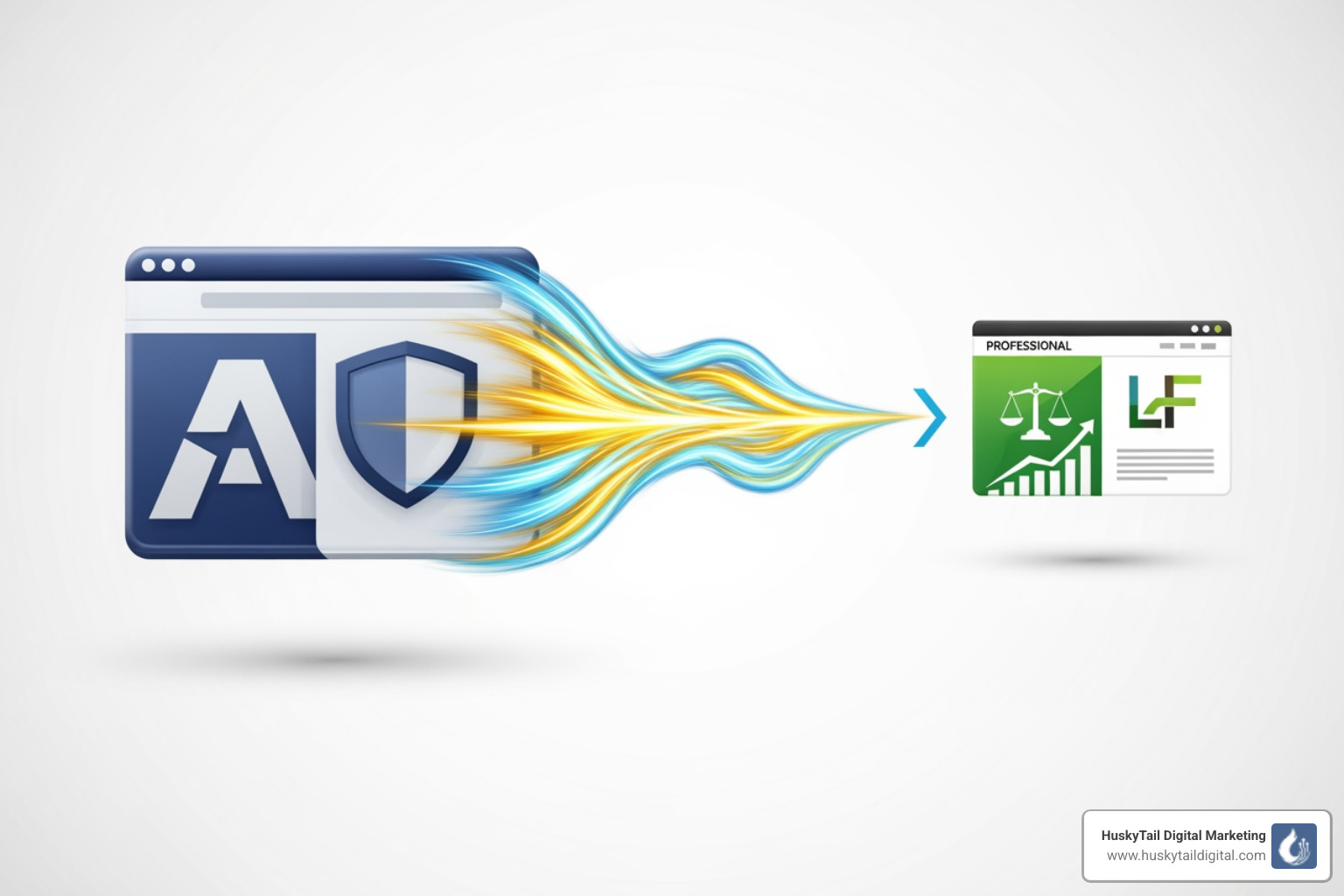 illustration showing how link equity flows from a high-DA site to a law firm's site - Link building for lawyers