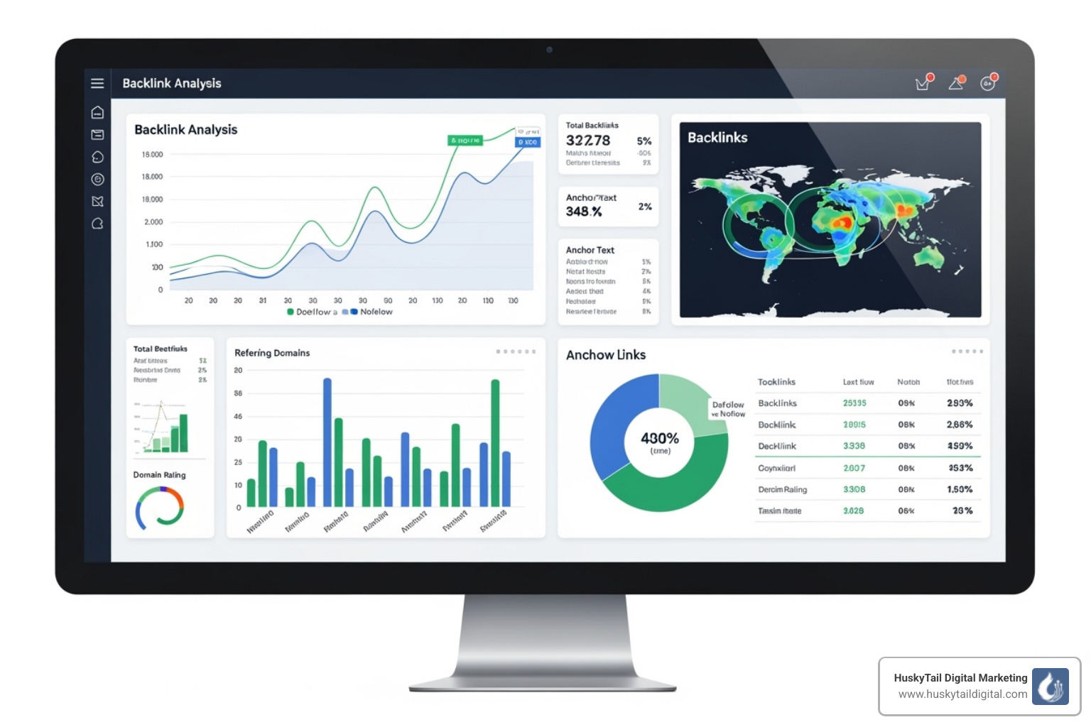 Backlink analysis dashboard from Ahrefs - link building for real estate