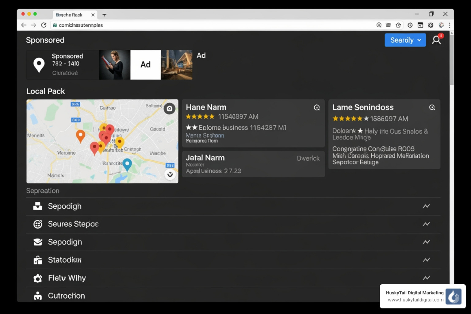 a Google search results page for "estate planning lawyer" showing ads, local pack, and organic results - online marketing for estate planning lawyer