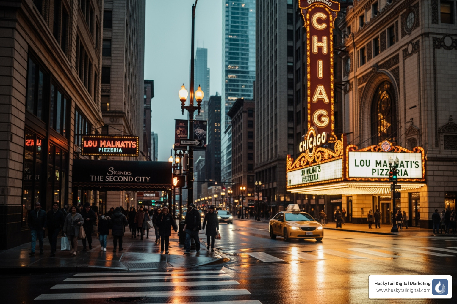A magnifying glass hovering over a stylized map of Chicago, highlighting local business icons - local seo chicago il A magnifying glass hovering over a stylized map of Chicago, highlighting local business icons - local seo chicago il