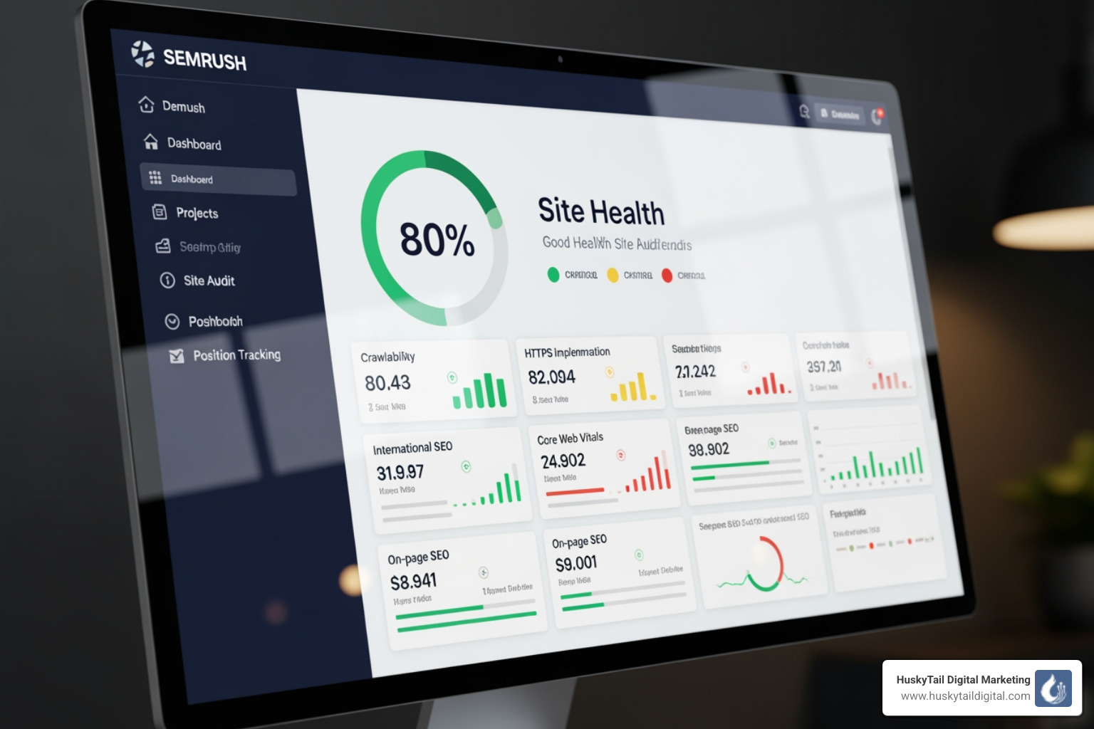 Semrush Site Audit dashboard showing a site health score - seo technical audit tools Semrush Site Audit dashboard showing a site health score - seo technical audit tools