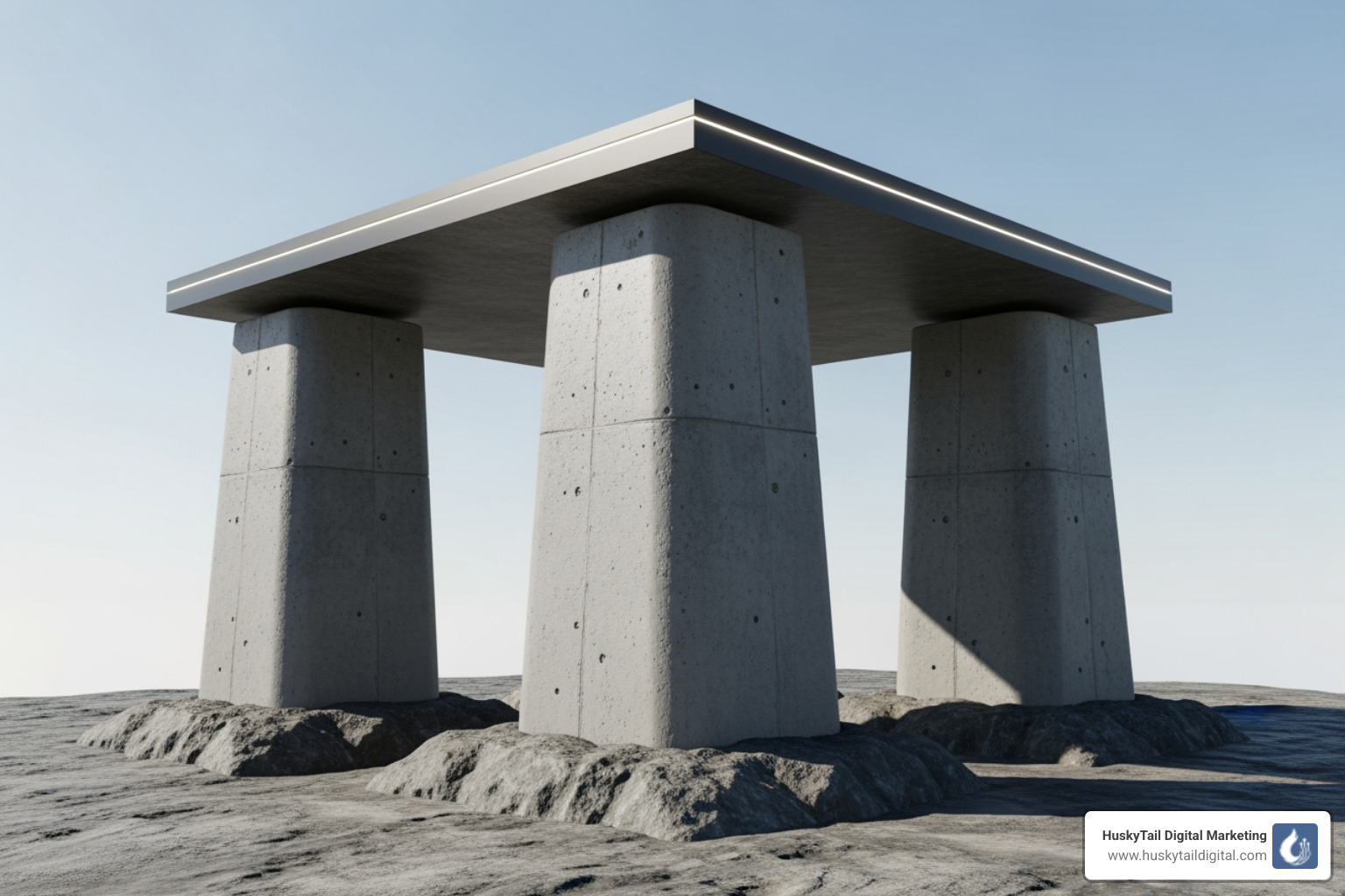 Graphic depicting three pillars labeled On-Page SEO, Off-Page SEO, and Technical SEO, supporting a website at the top - search engine optimization in houston