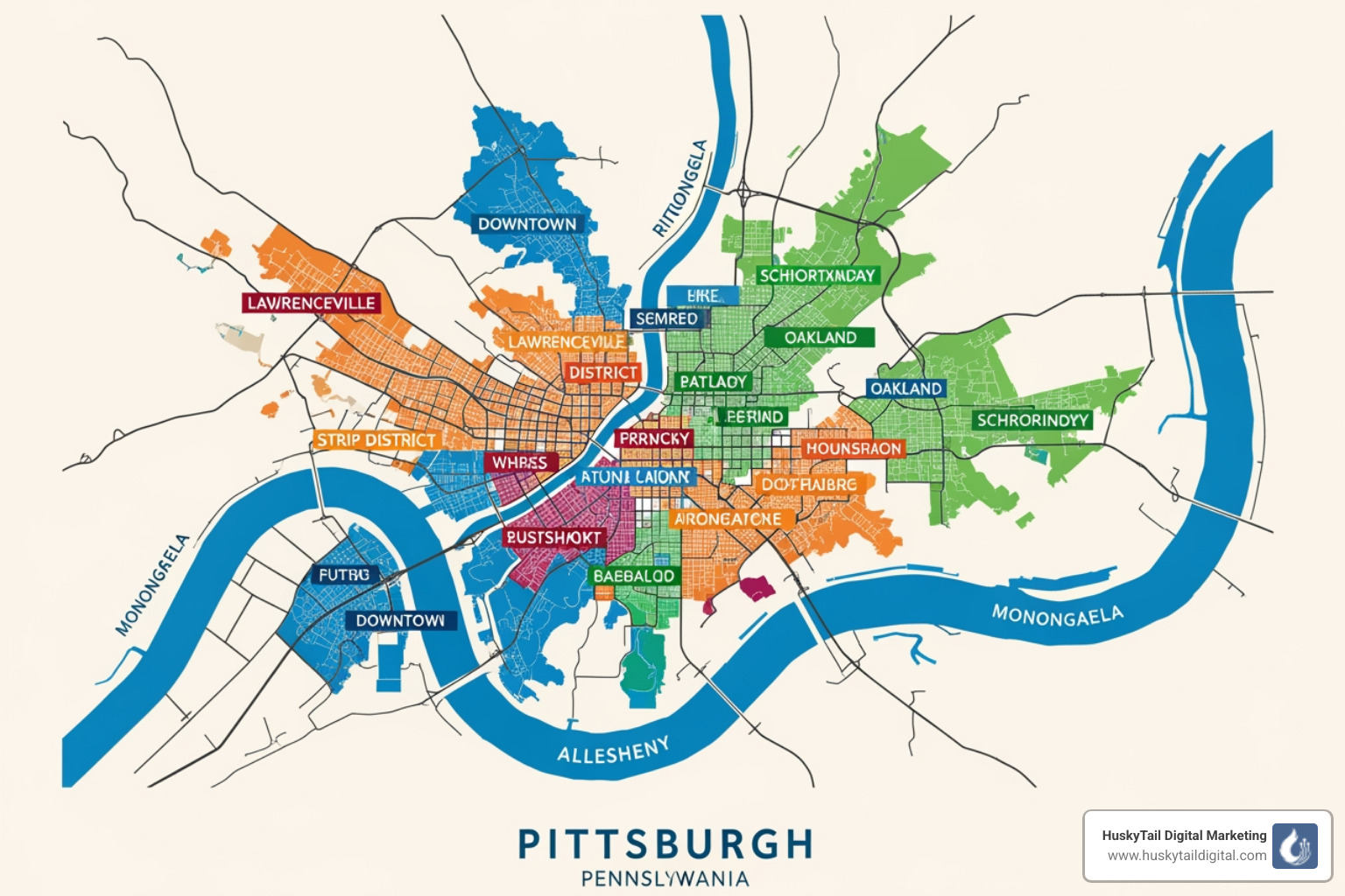 Map of Pittsburgh's distinct business districts - pittsburgh local seo company Map of Pittsburgh's distinct business districts - pittsburgh local seo company