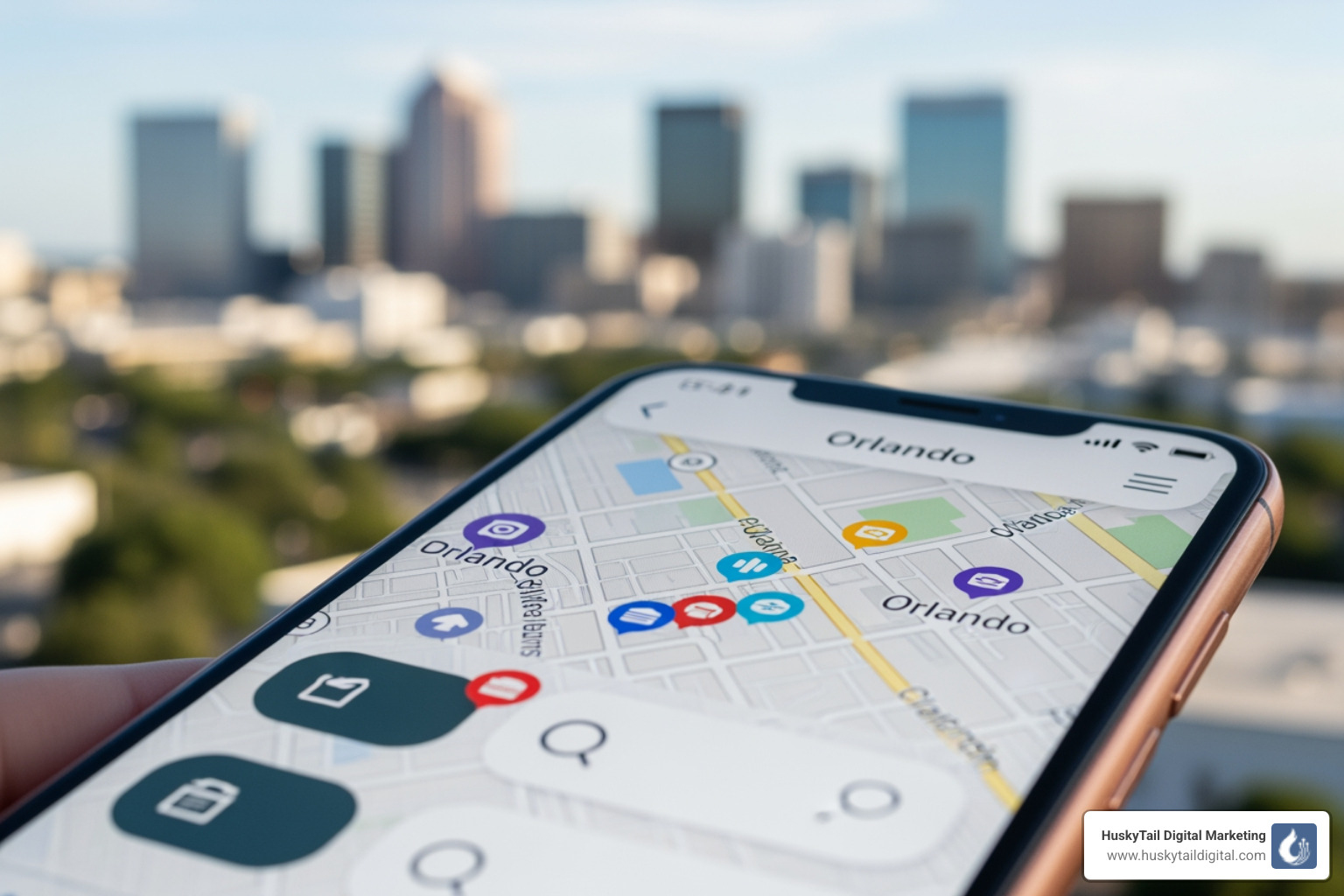 Google search results page showing the Orlando local 3-pack for a local business search - orlando seo services