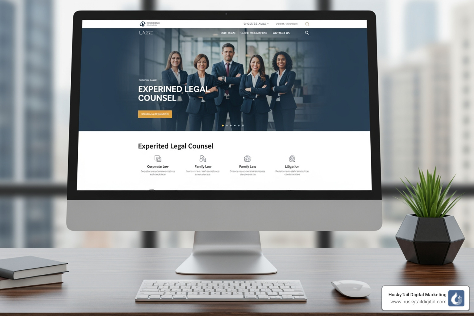image showing a law firm website on both a desktop and mobile screen - Website design for lawyers
