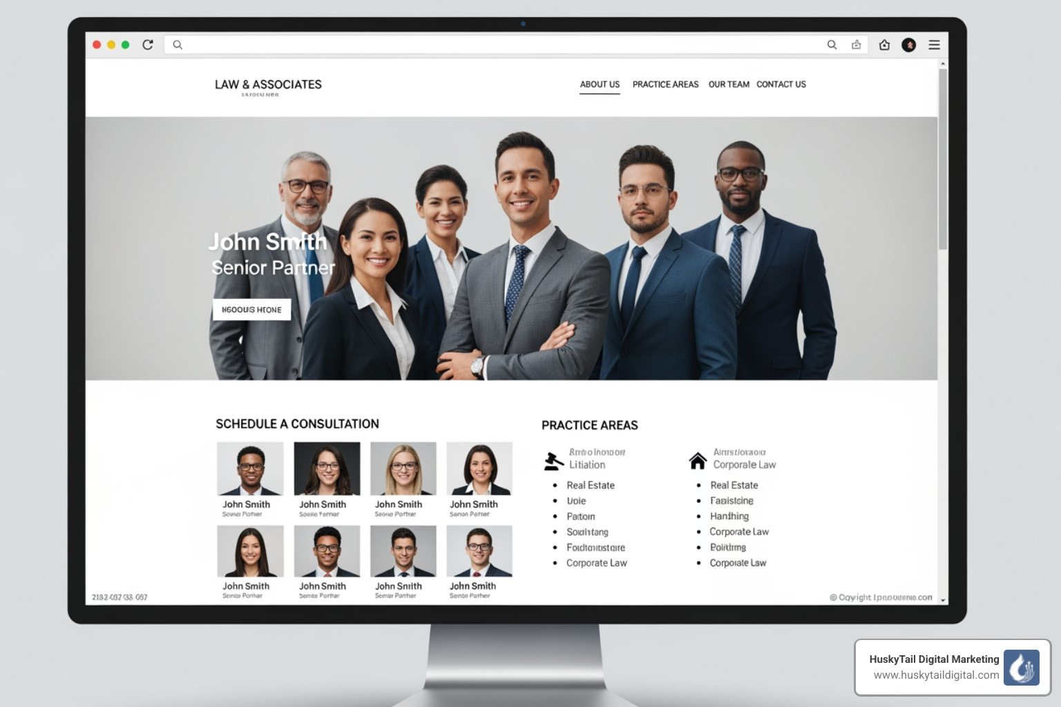 image of the Strang Bradley LLC website homepage as an example of clean design - Website design for lawyers