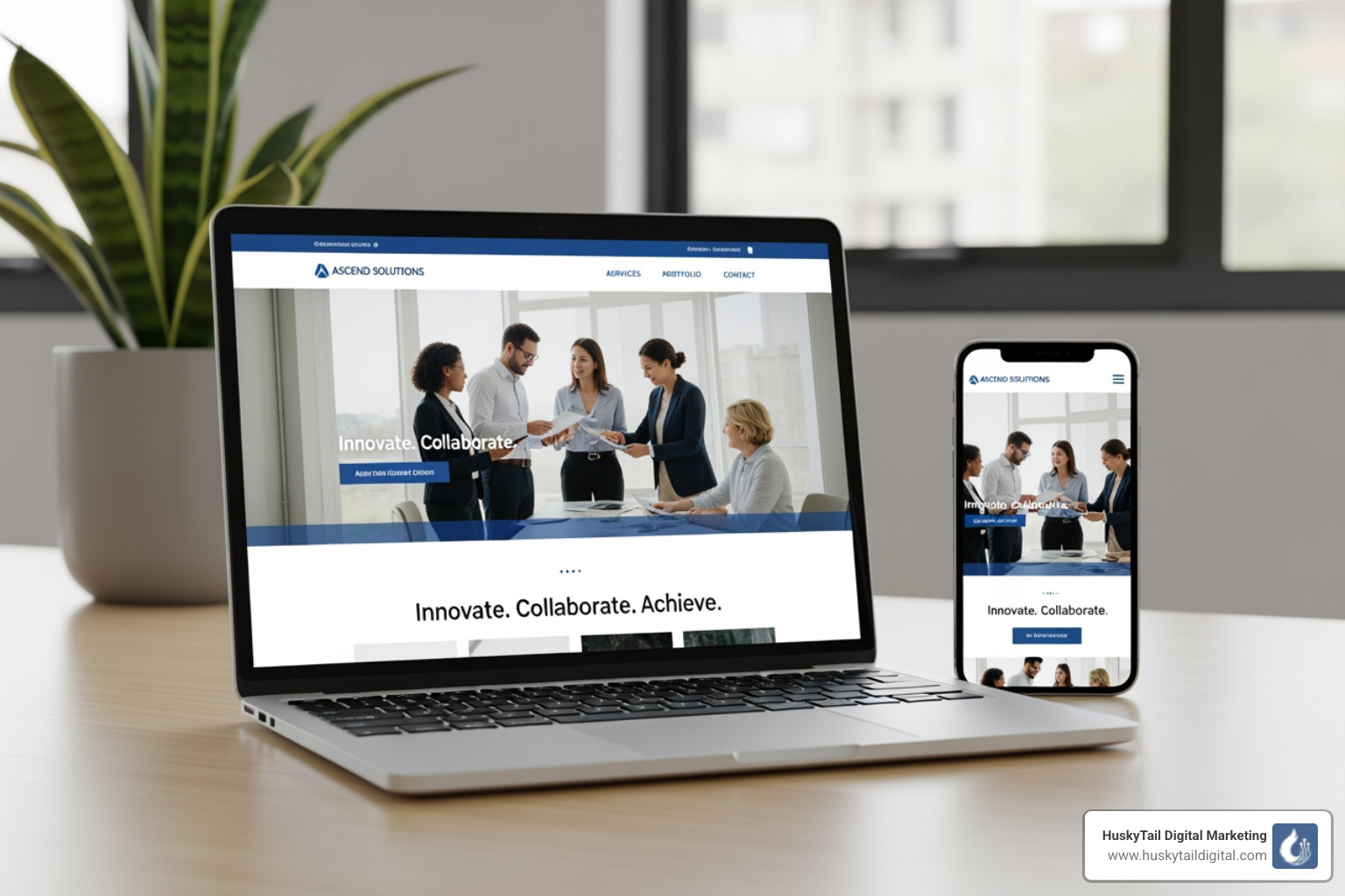 professional and modern business website on a laptop and phone - Get more clients