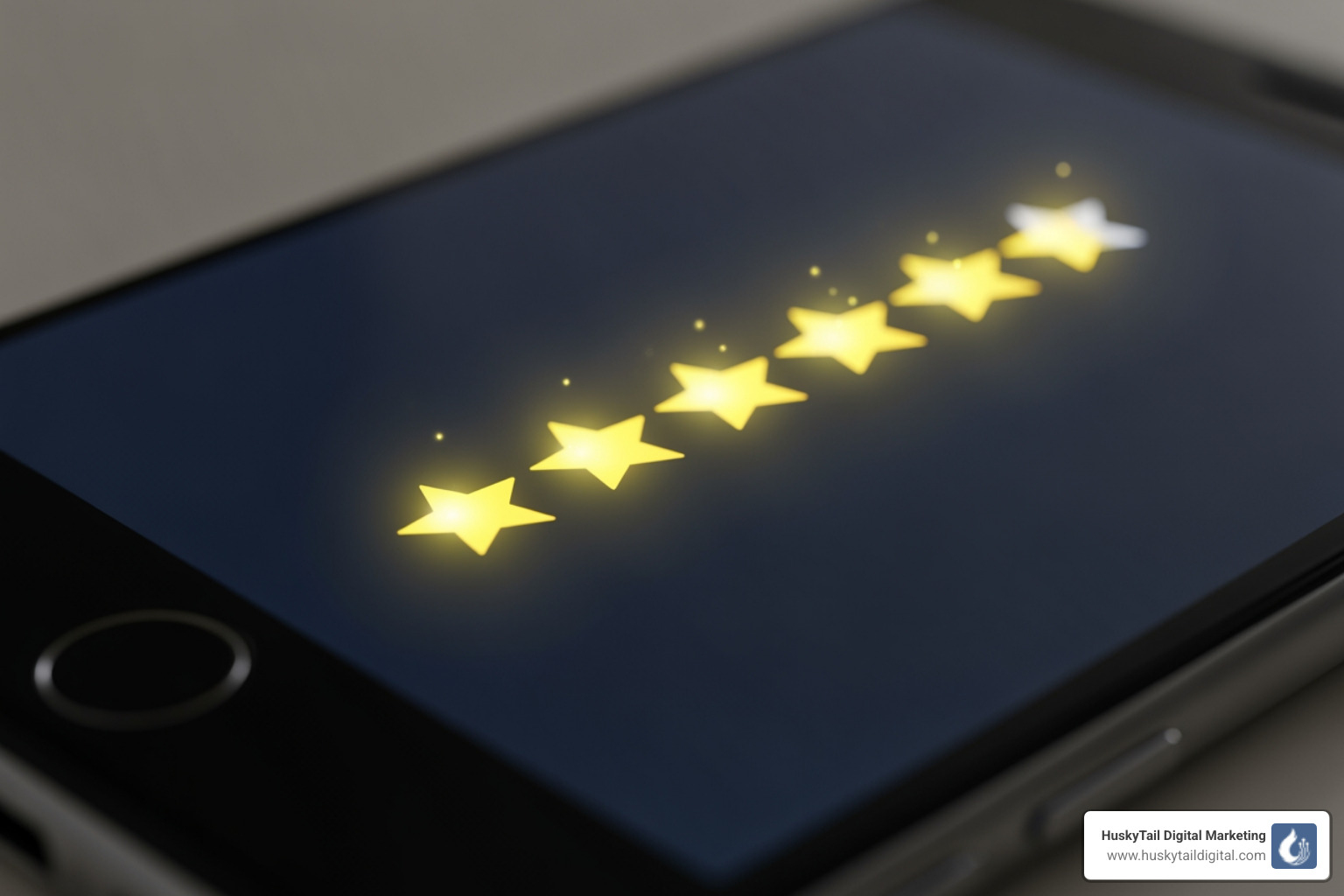 5-star rating on a phone screen - houston seo company