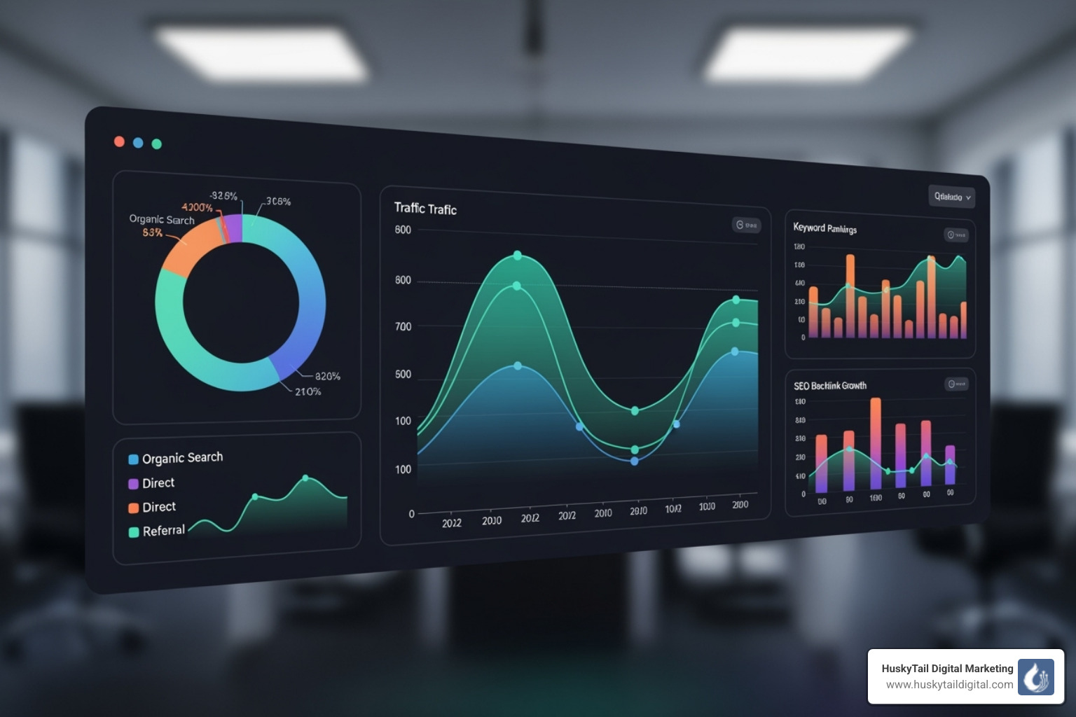 A dashboard showing SEO Key Performance Indicators - Local SEO Dallas A dashboard showing SEO Key Performance Indicators - Local SEO Dallas