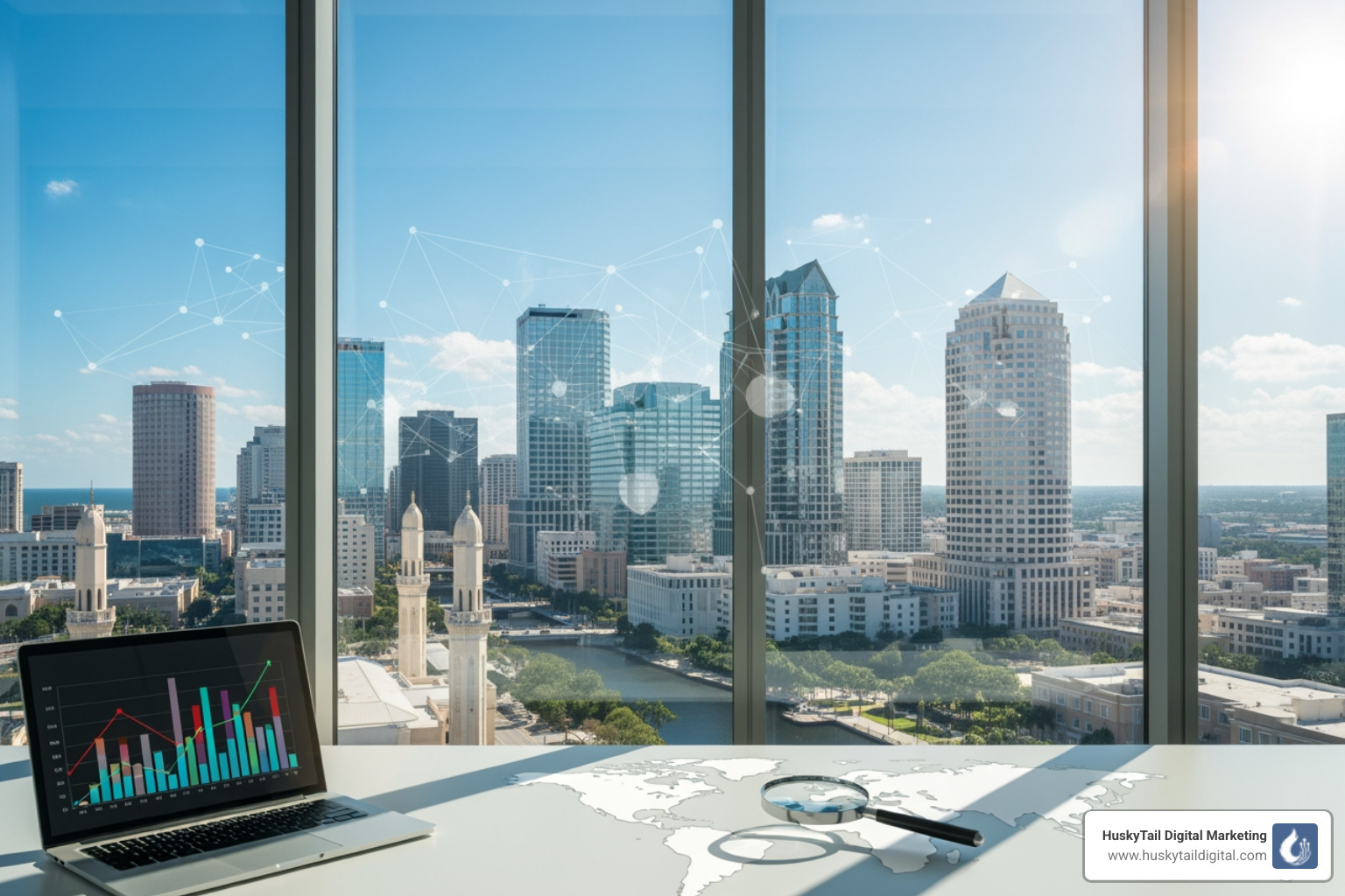 Digital marketing dashboard with SEO, PPC, and Social Media channels - seo agency tampa