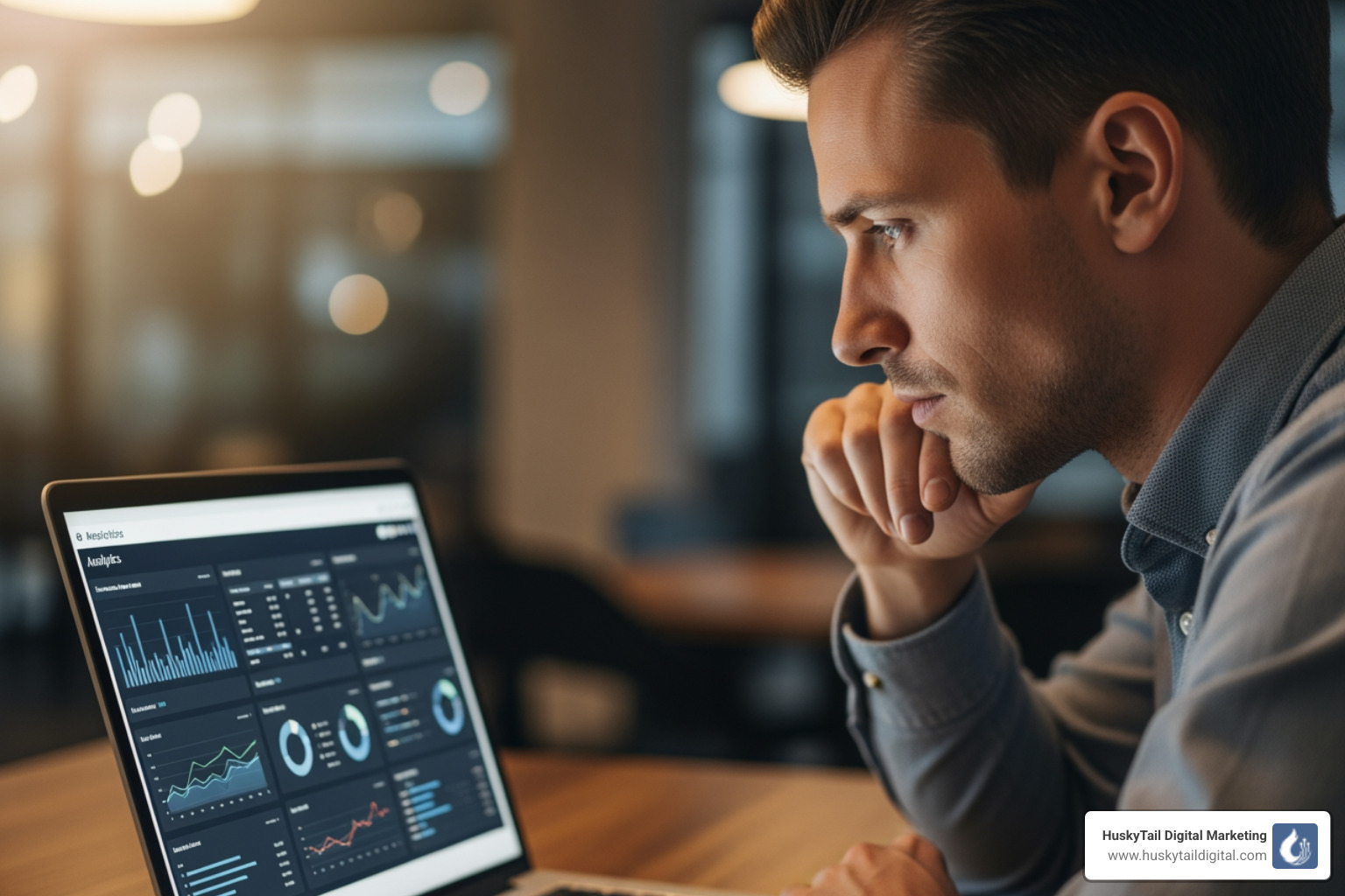 Business owner reviewing analytics dashboard - seo company pa