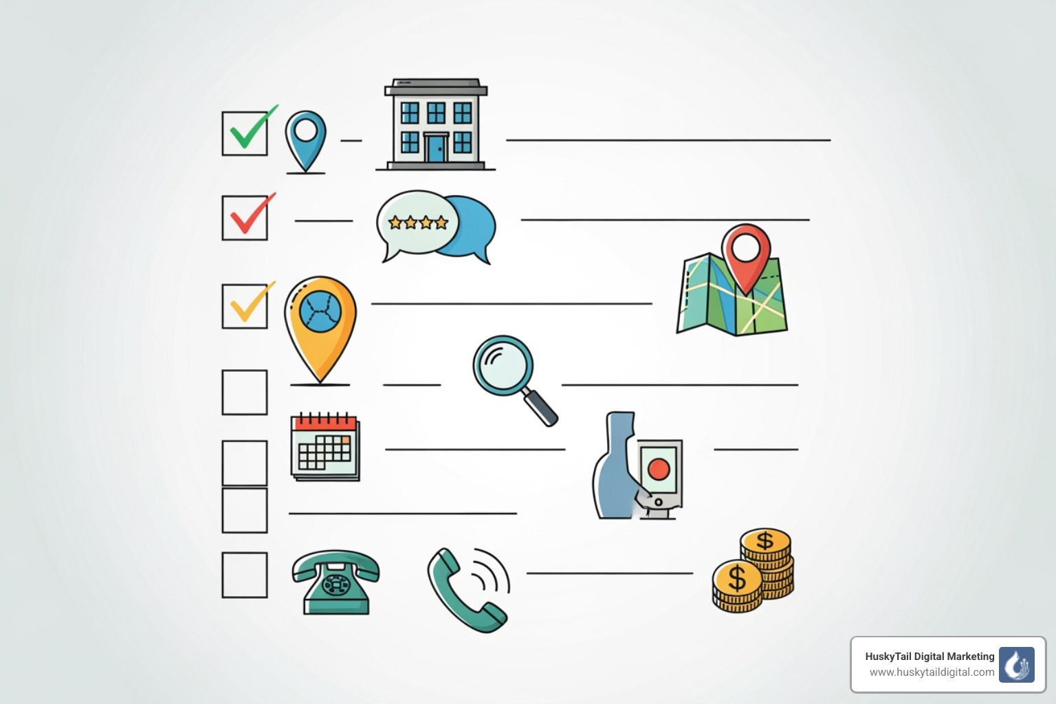 Checklist showing core local SEO components - affordable local seo services in dallas