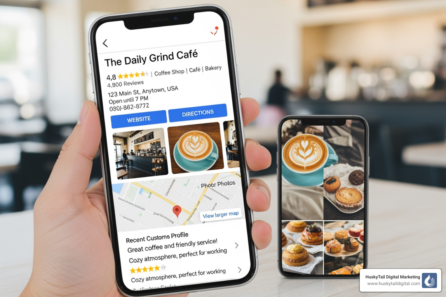 fully optimized Google Business Profile on a smartphone screen - improve local search results