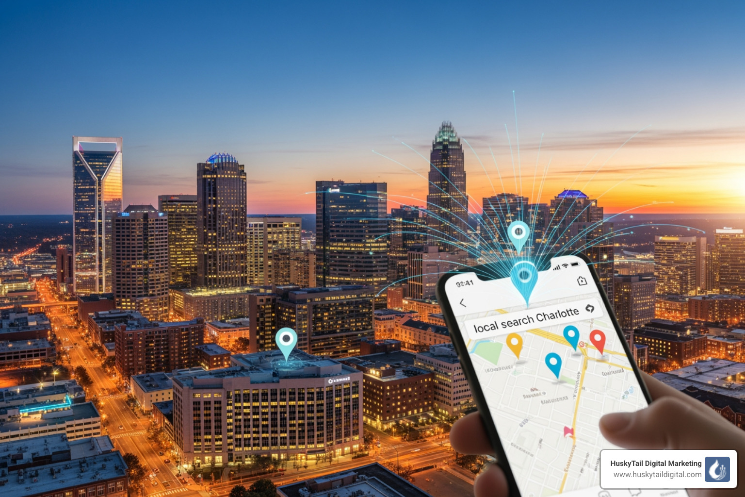 A mobile-friendly website displayed on a smartphone screen, highlighting easy navigation and readable text - local search Charlotte