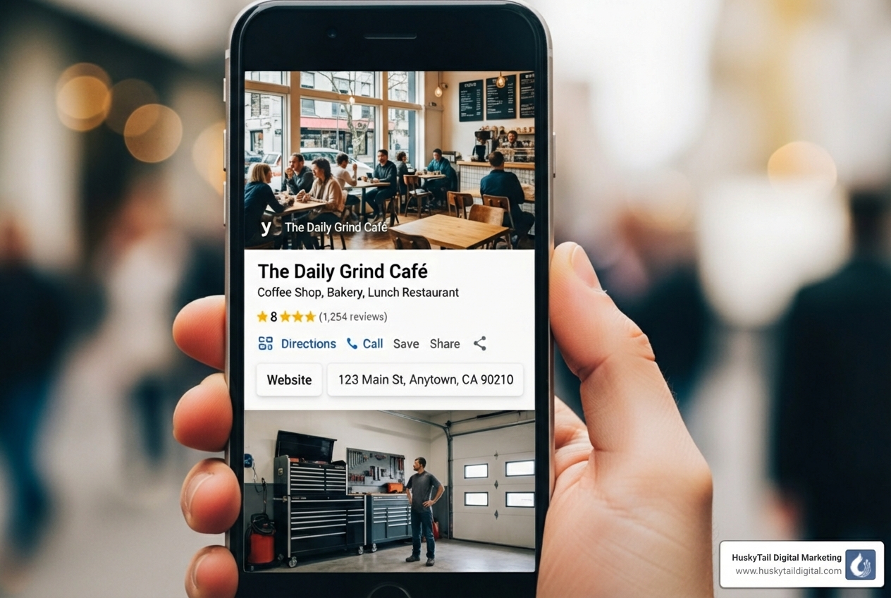Google Business Profile displayed on a smartphone screen - local seo downtown san diego