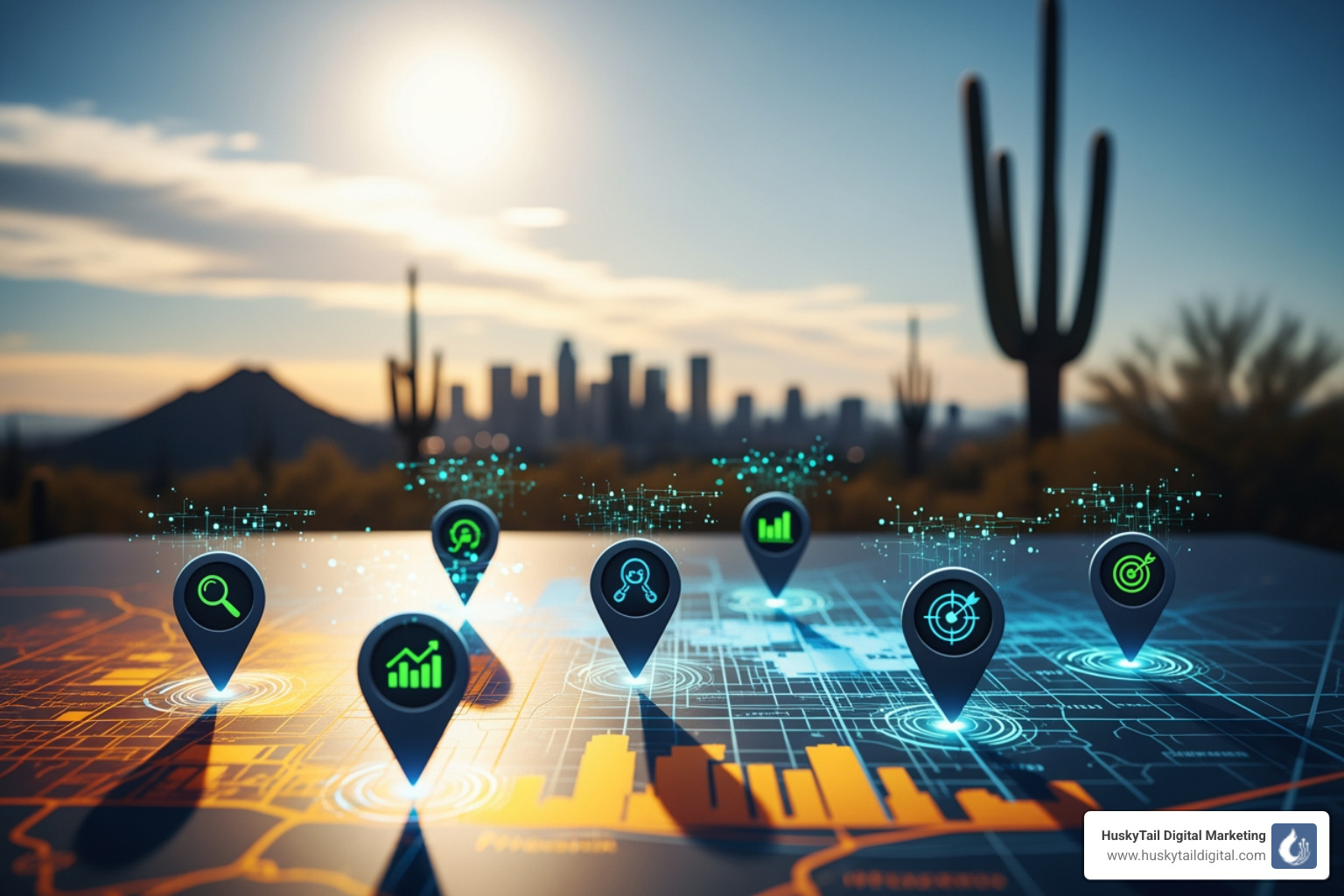 Map highlighting specific Phoenix neighborhoods like Arcadia, Downtown, and Ahwatukee - local seo services in phoenix az Map highlighting specific Phoenix neighborhoods like Arcadia, Downtown, and Ahwatukee - local seo services in phoenix az