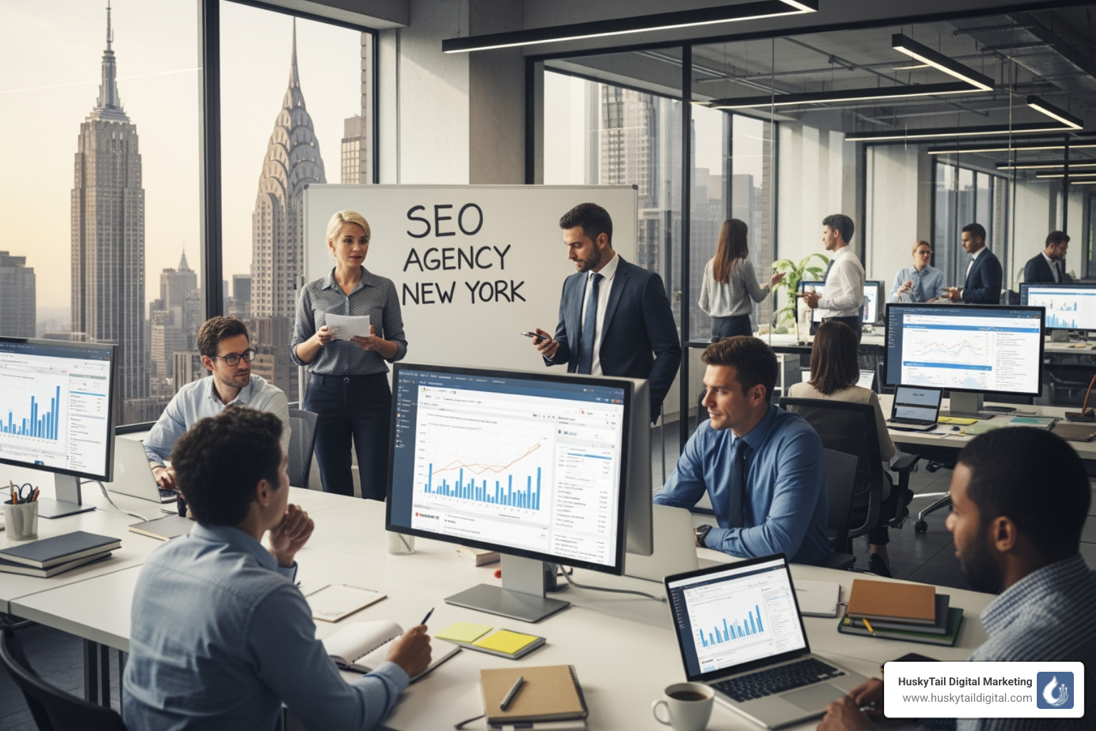 A close-up of a whiteboard illustrating various SEO strategy components like On-page, Off-page, and Technical SEO with connecting lines. - seo agency new york A close-up of a whiteboard illustrating various SEO strategy components like On-page, Off-page, and Technical SEO with connecting lines. - seo agency new york