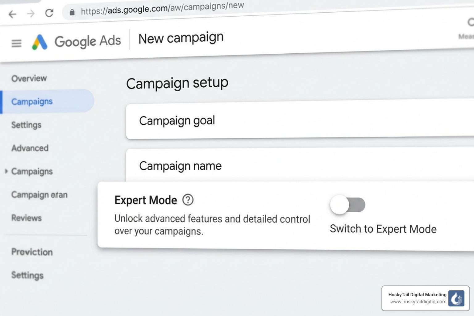 Toggle switch for Google Ads Expert Mode - google keyword planner