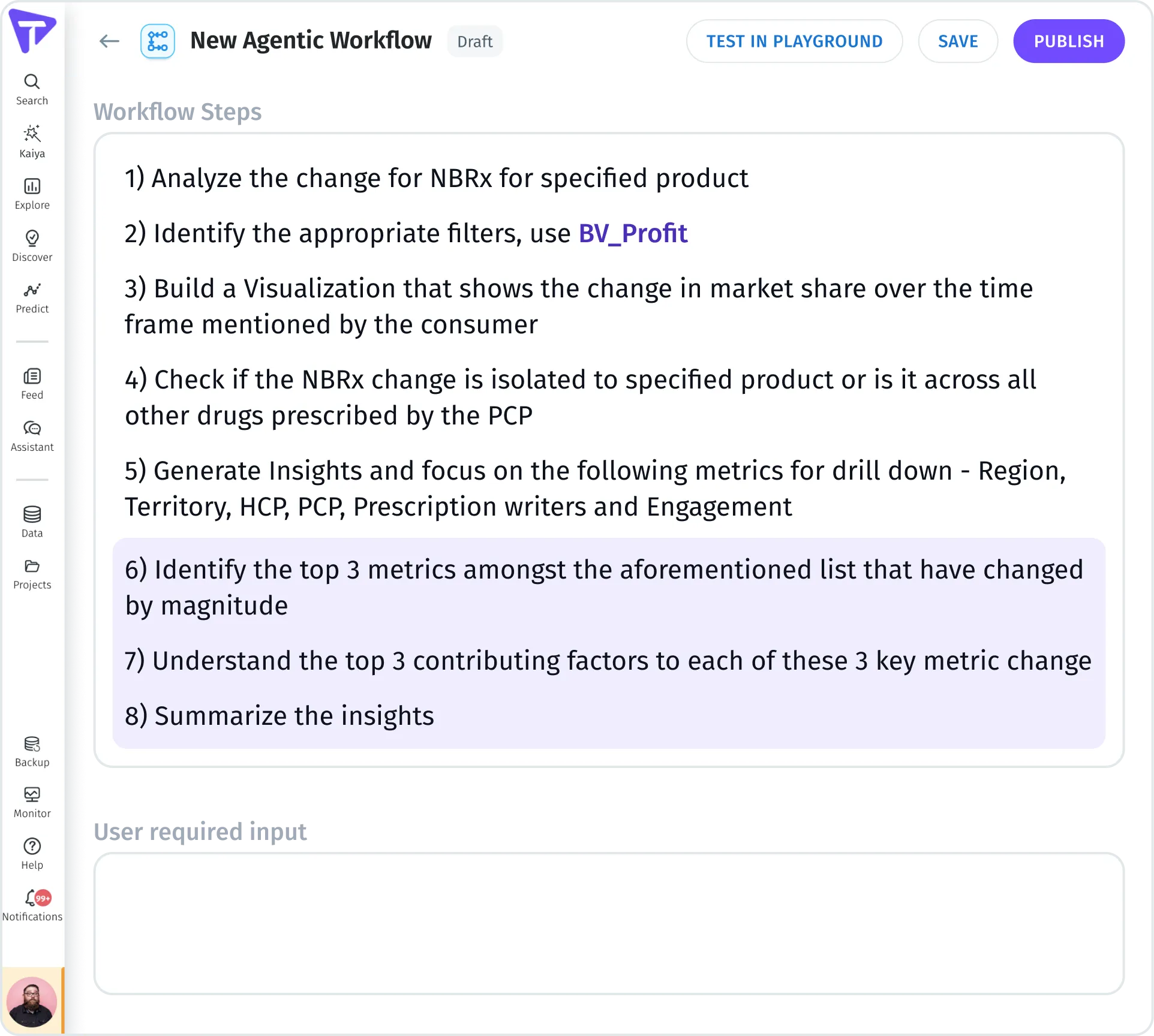 Example agentic flow using no code