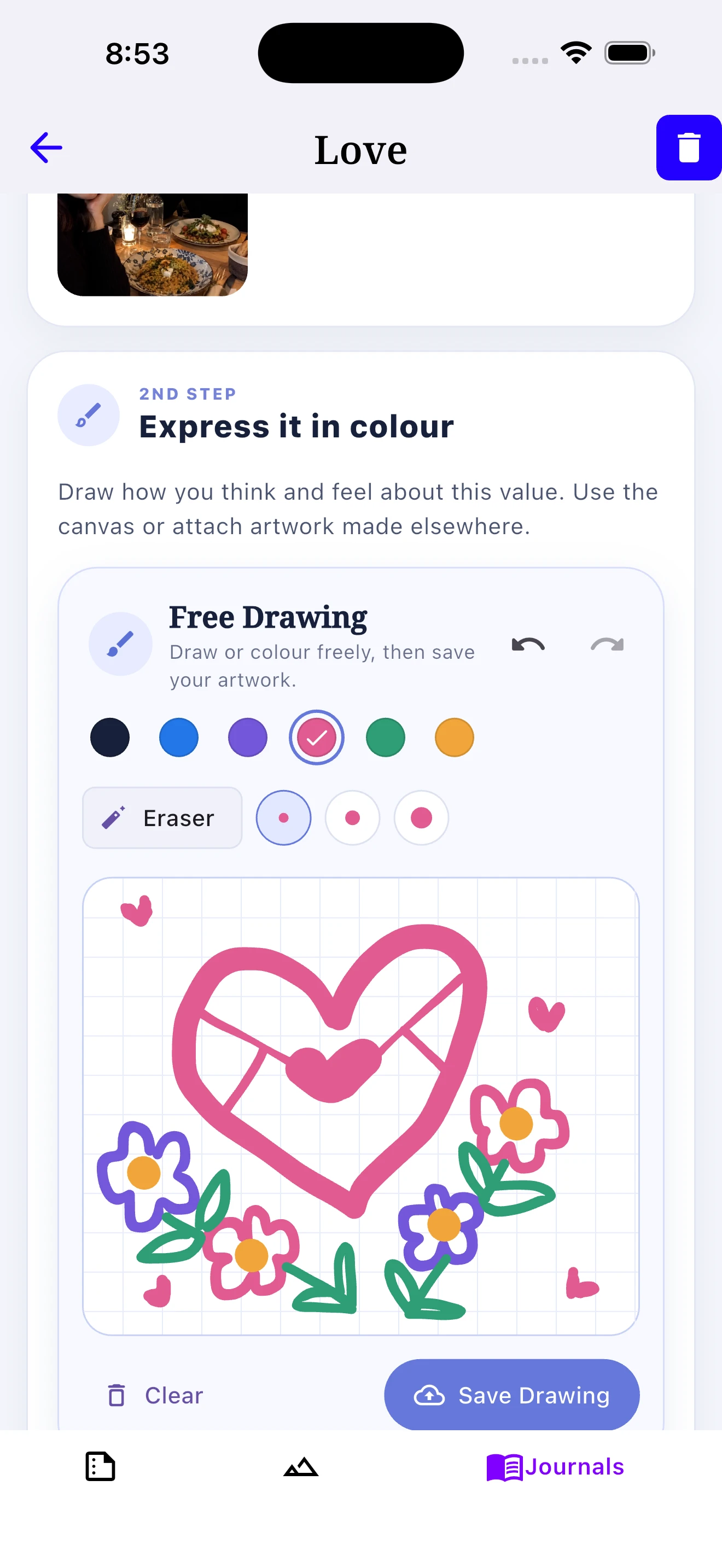 Valuever Love journal with free drawing