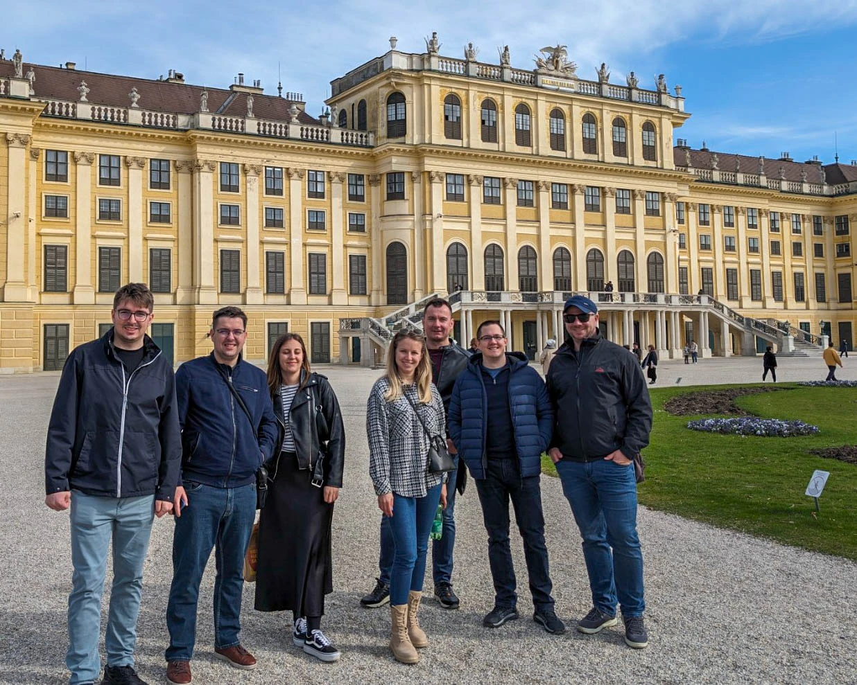 Galeyo team photo during international visit at Schönbrunn Palace in Vienna