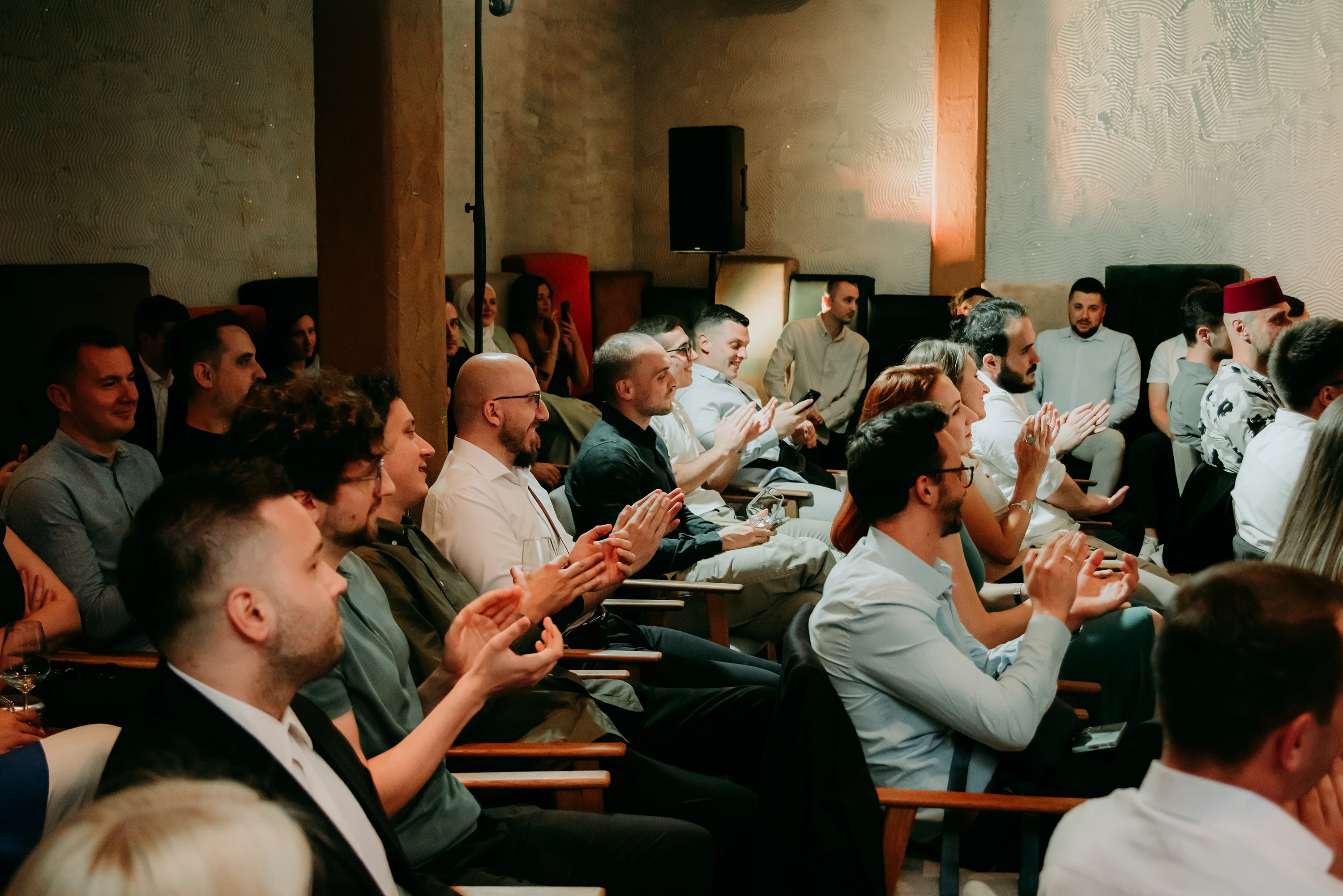 Galeyo community listening to presentation during Galeyo birthday event