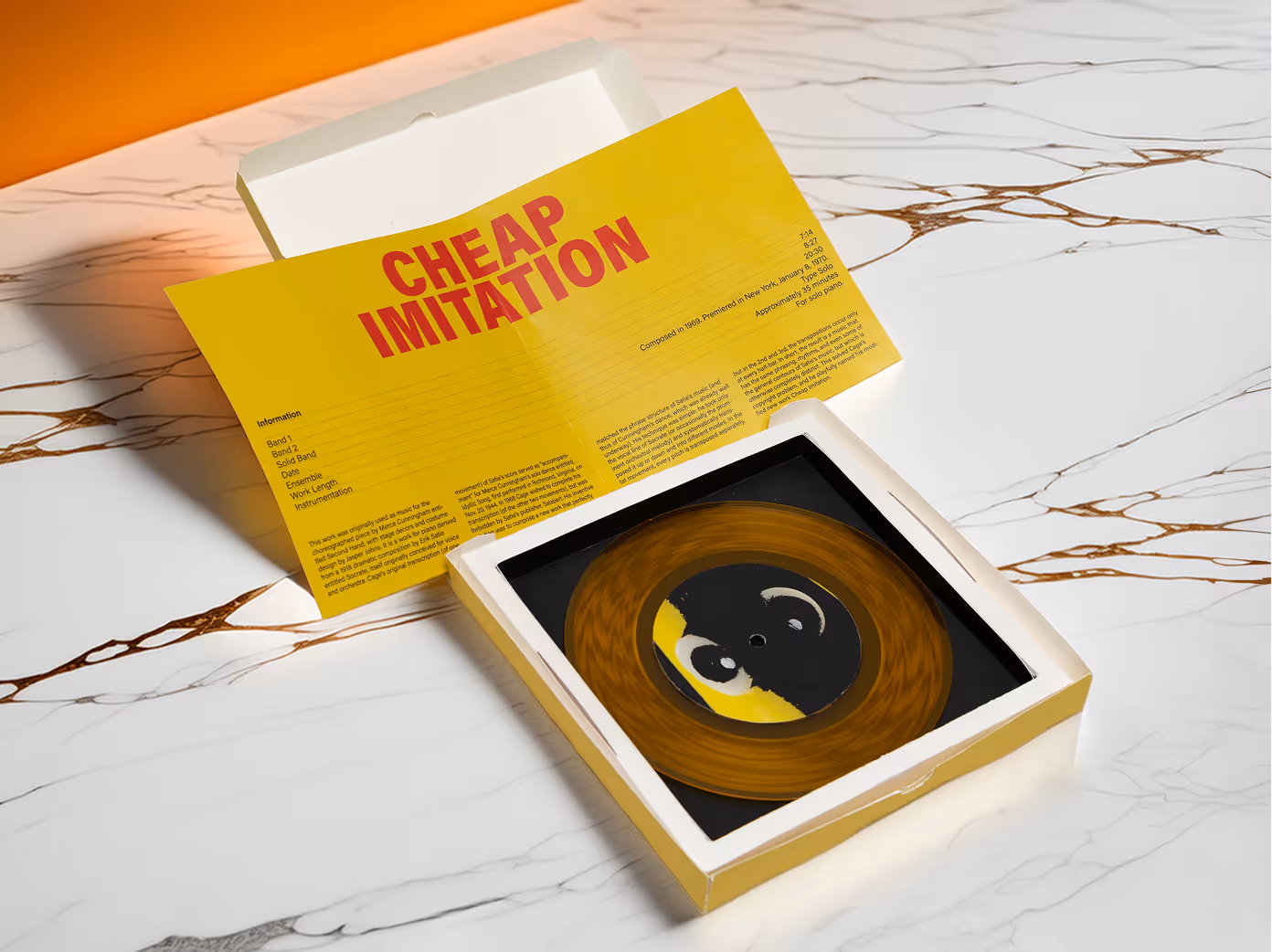 Yellow insert and custom vinyl design showcasing bold visual storytelling.