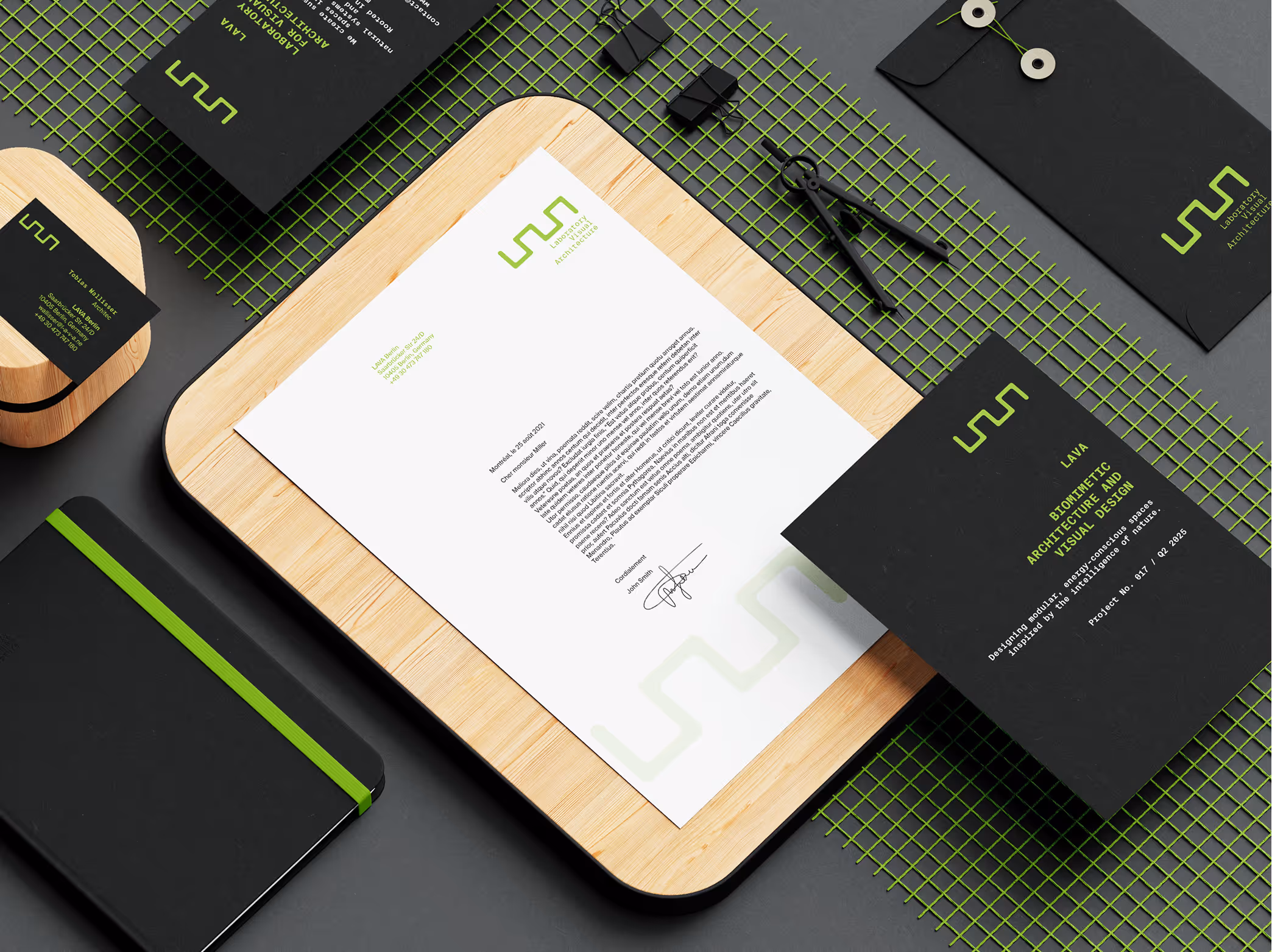 Brand message integrated into an active construction site to emphasize sustainable architecture in action.