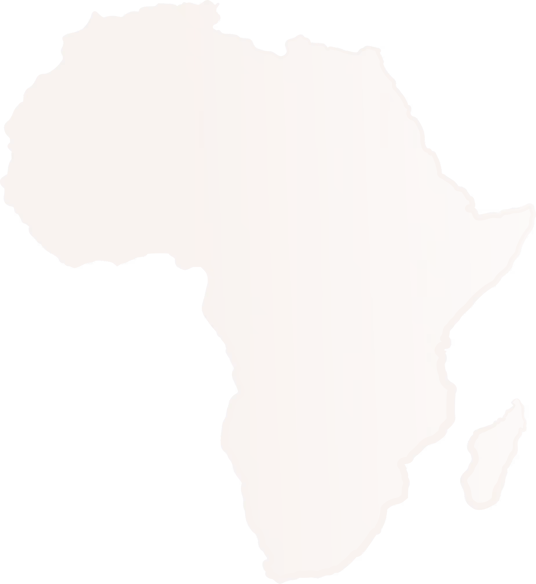 Umrisskarte des Kontinents Afrika auf hellem Hintergrund.